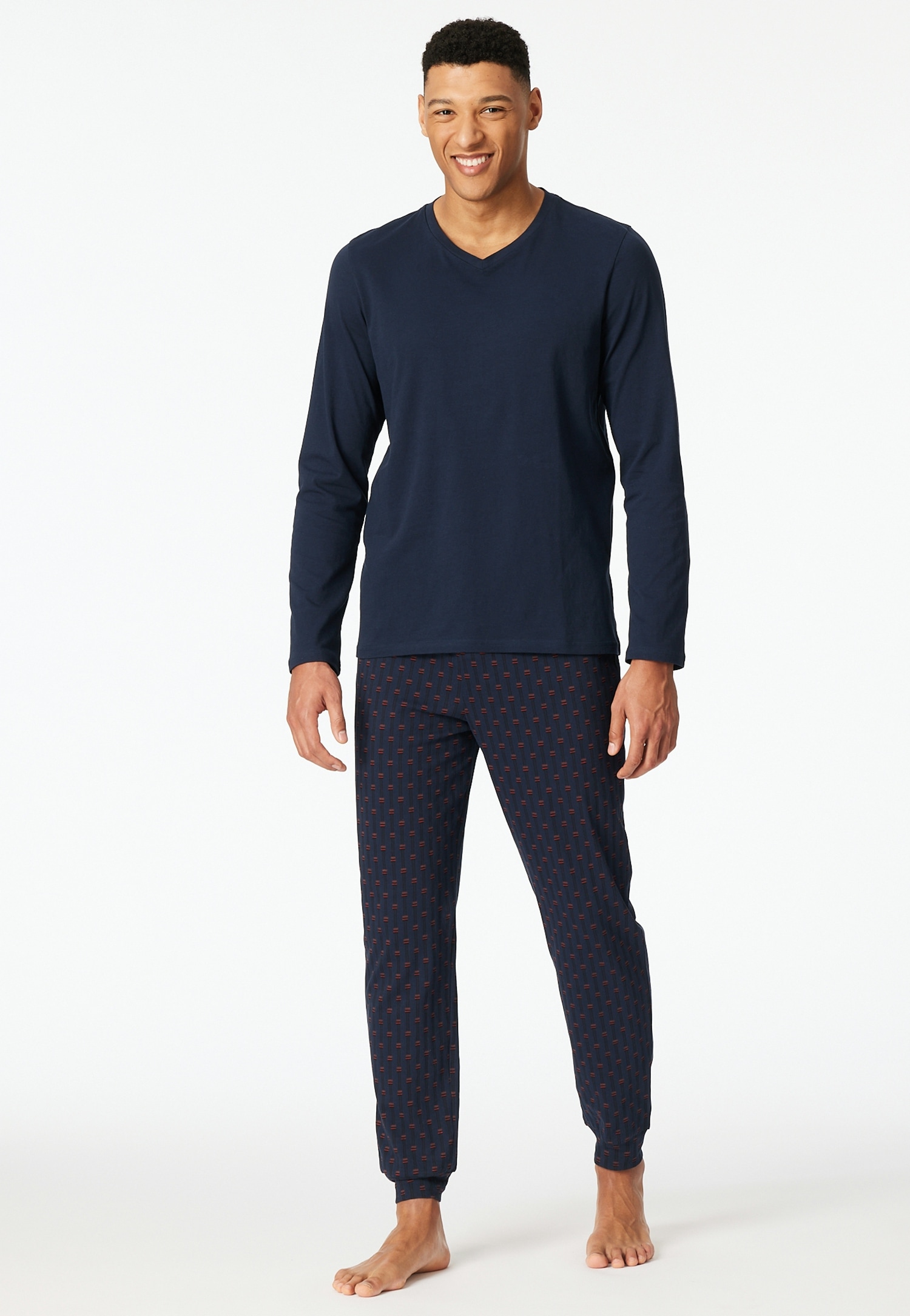 Schiesser Schlafanzug »Casual Essentials« 2 tlg. mit bequemen Bündchen