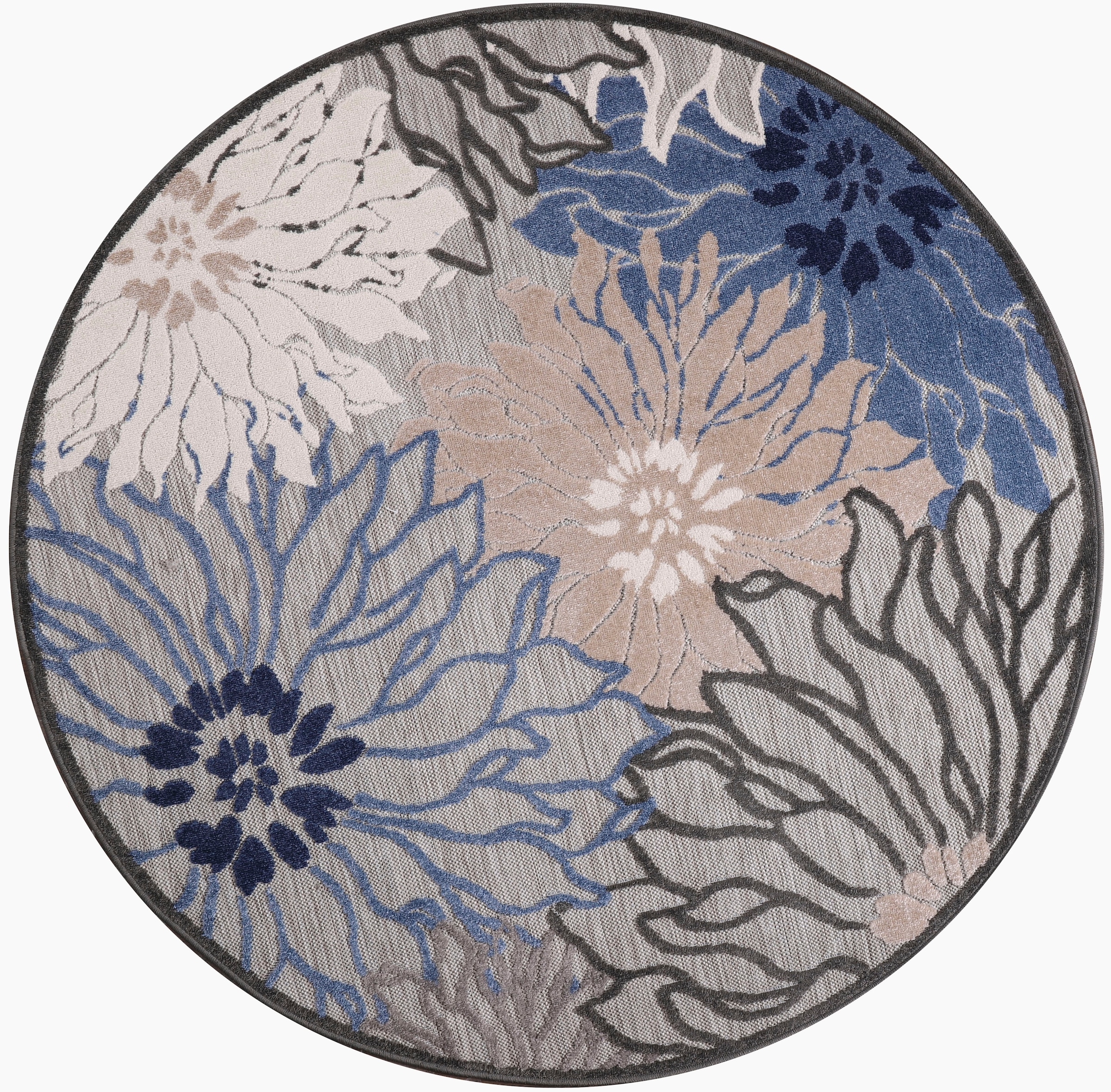 Sanat Teppich »Floral 2 Outdoor«, rund, 6 mm Höhe, In- und Outdoor geeignet, florales Design, Balkon, Terasse