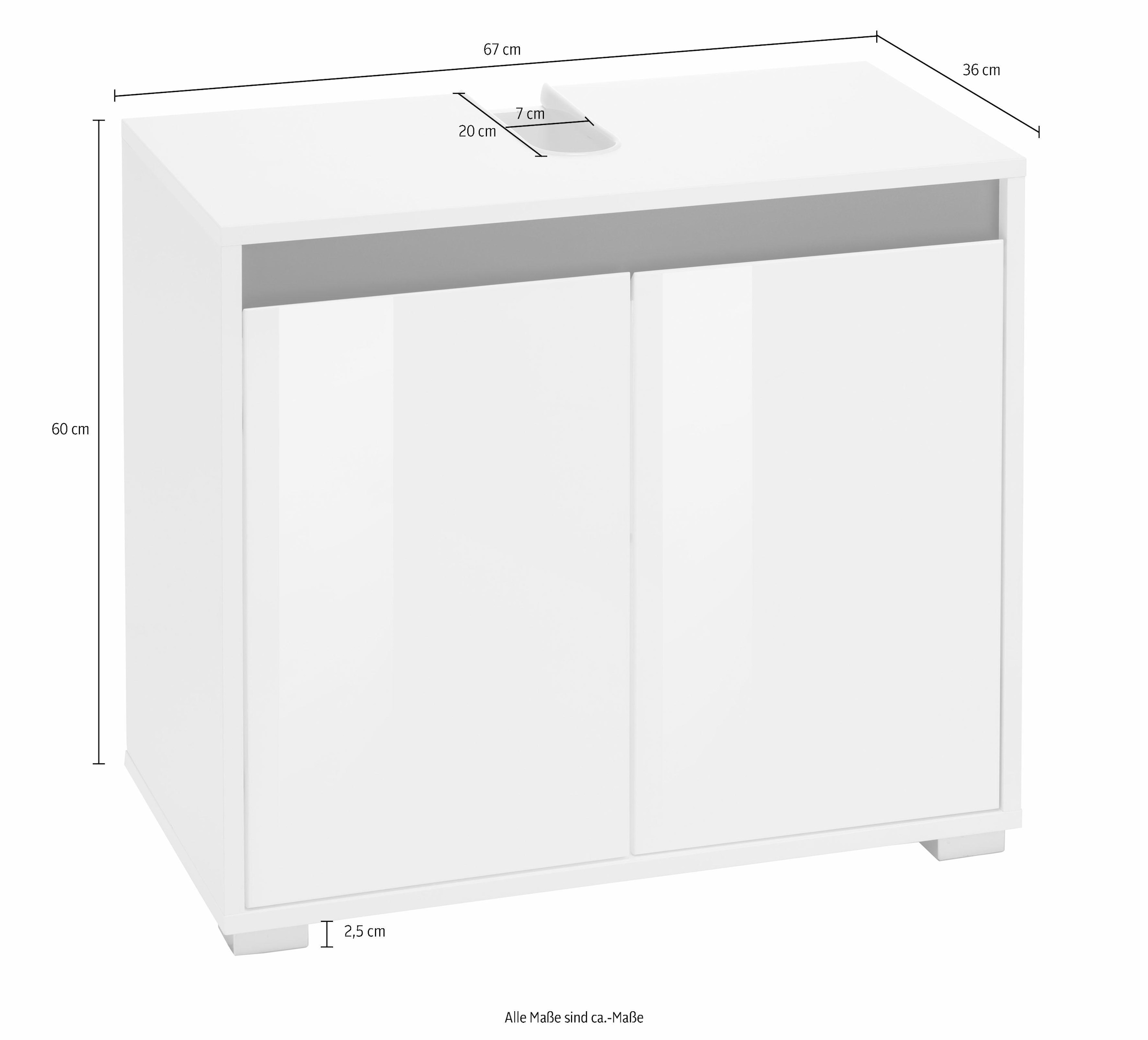 welltime Waschbeckenunterschrank »Siena«, Waschtisch mit einem Fach und Wechselblende - Masse (B/T/H) 67/37/60 cm