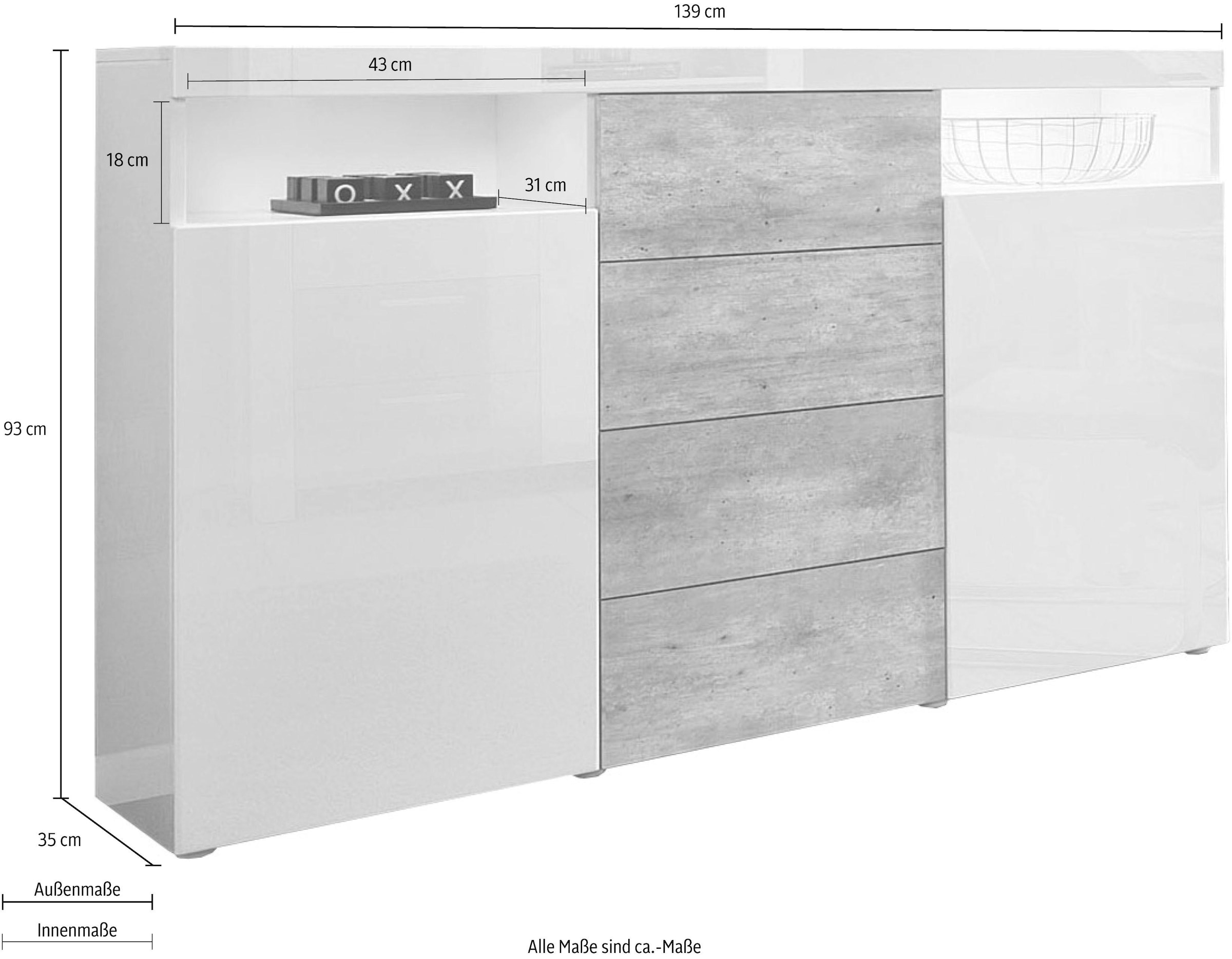 ❤ borchardt Möbel Highboard »Kapstadt«, Breite 139 cm entdecken im  Jelmoli-Online Shop