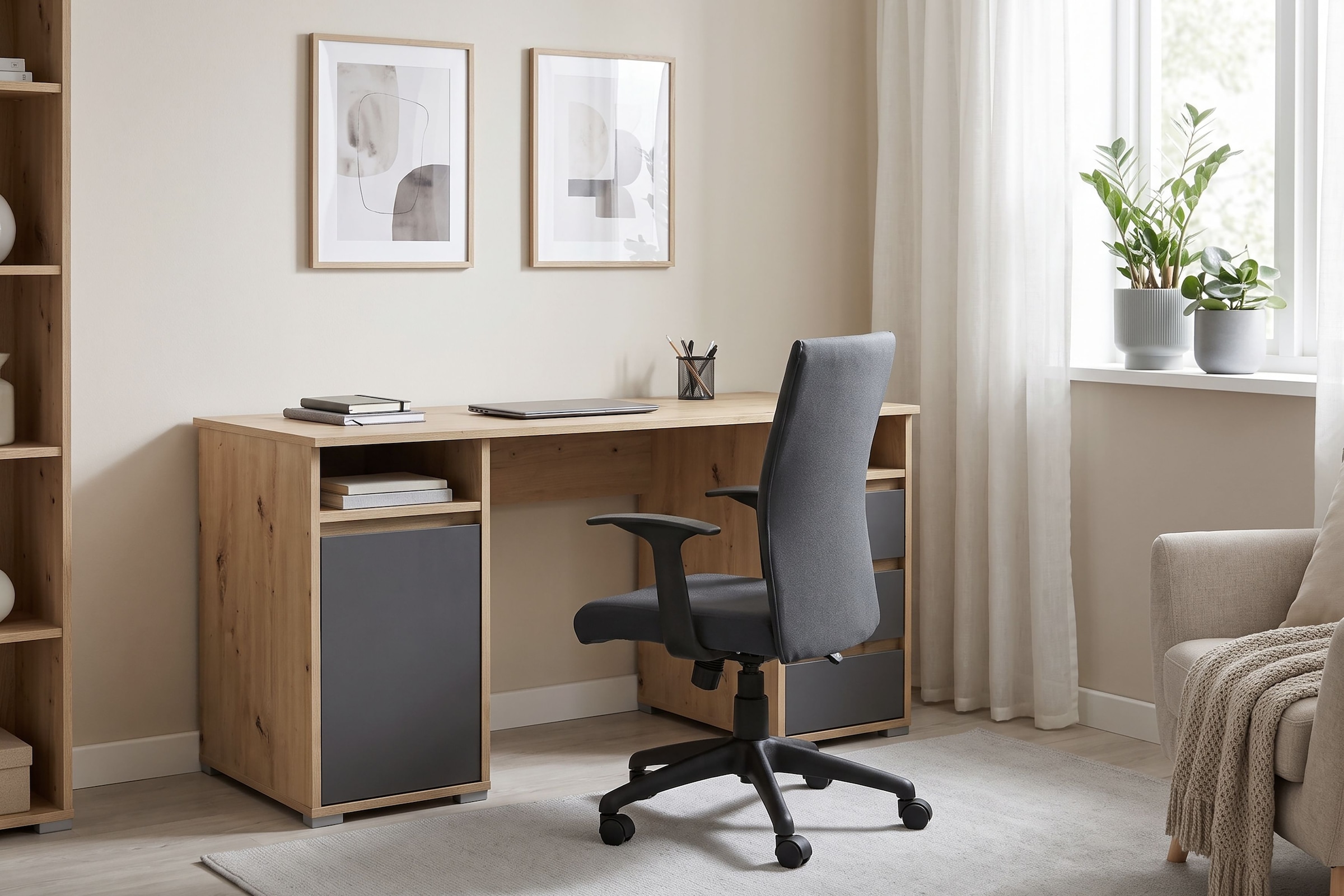 OTTO home Schreibtisch "Leeds" Breite 138 cm, Computertisch mit Schubladen, im modernen Design
