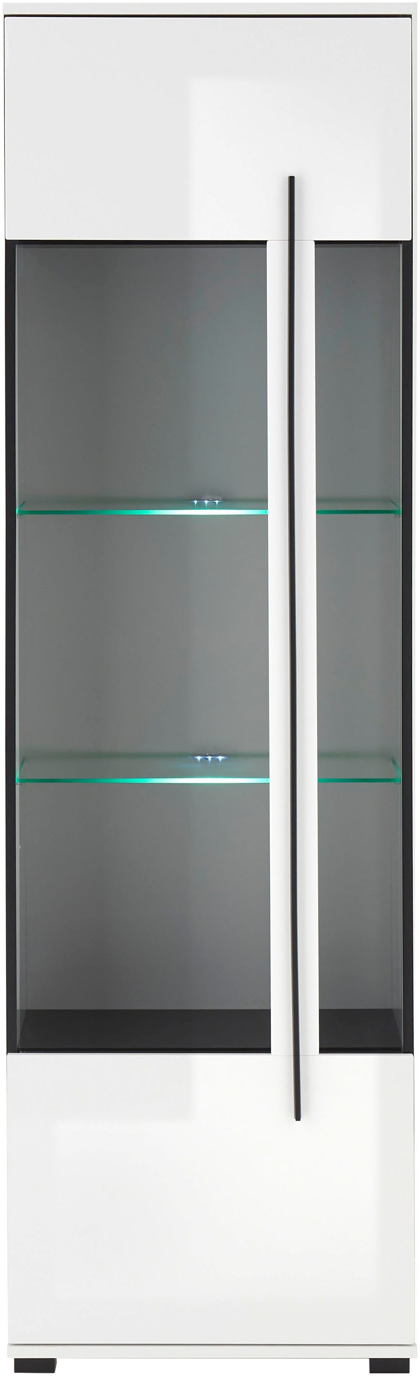 INOSIGN Vitrine »Cantara, Vitrinenschrank in Eiche Evoke oder weiss, Standvitrine«, schwarzer Stangengriff, ausreichend Stauraum, vielseitig einsetzbar