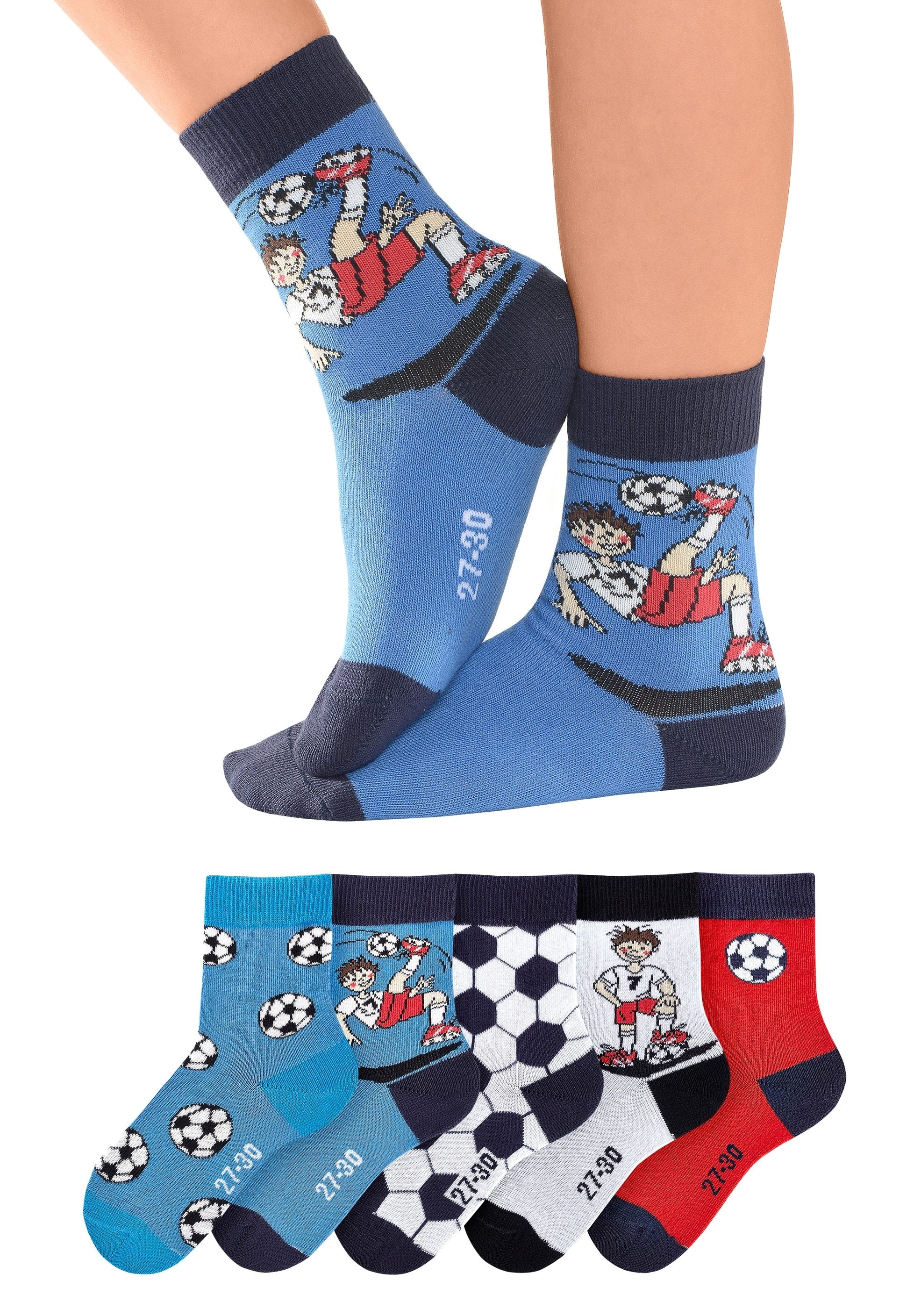 H.I.S Socken, (Packung, 5 Paar), mit Fussballmotiven