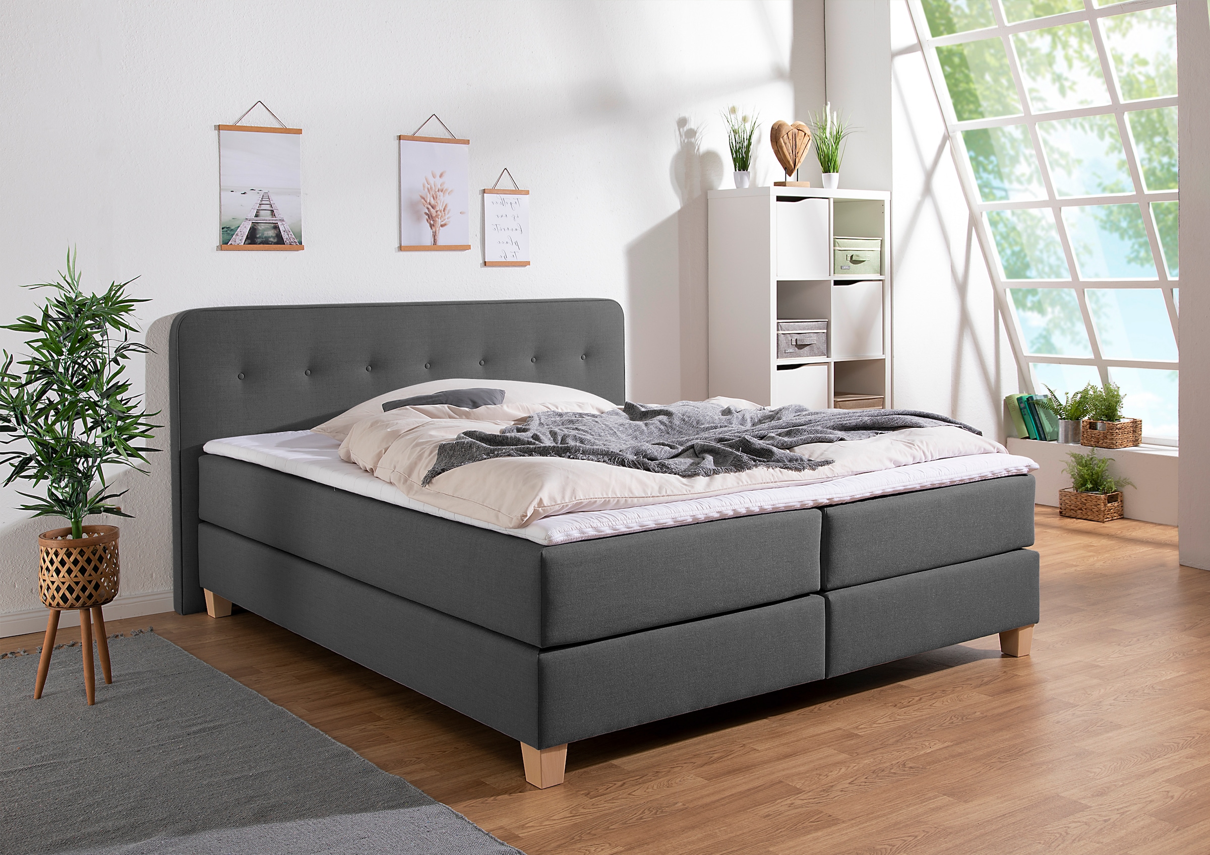 Home affaire Boxspringbett »Fargo«, in Überlänge 220 cm, mit Topper, 3 Ausführungen, 4, Breiten
