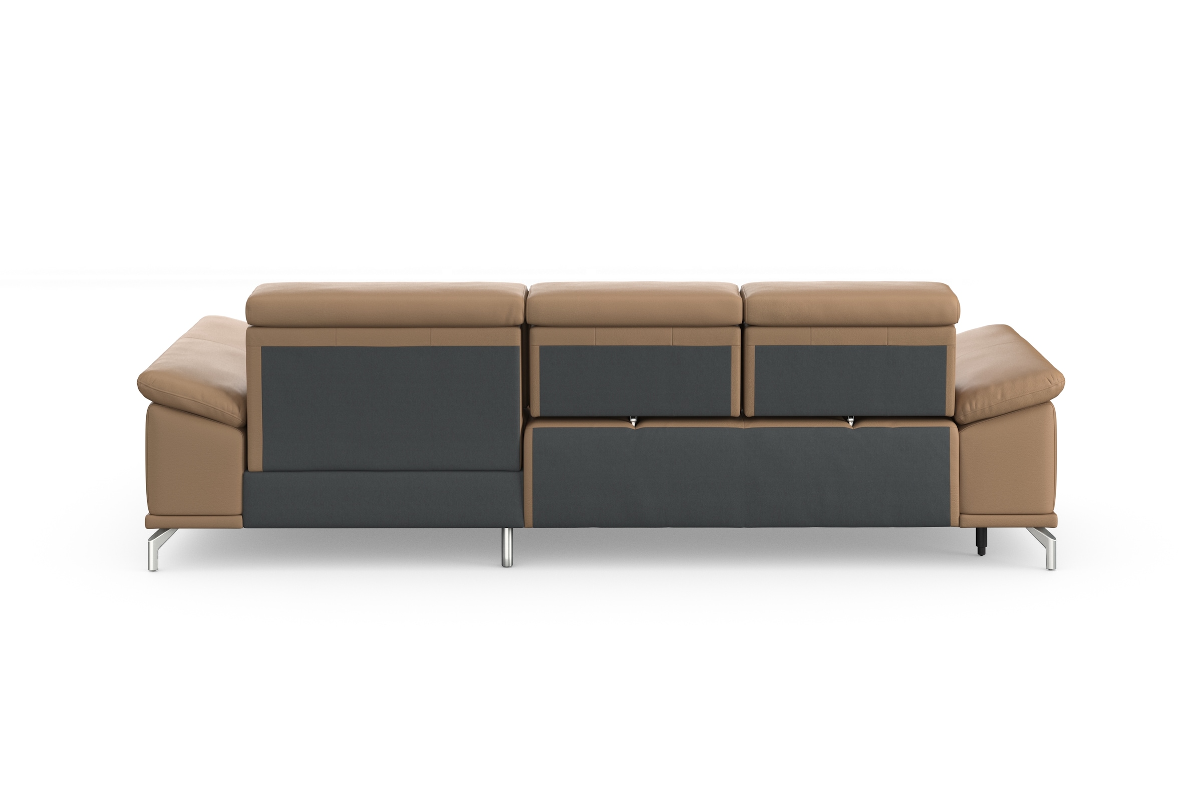 sit&more Ecksofa »Cabrio L-Form, mit Sitztiefenverstellung, Arm- und Kopfteilverstellung«, 2 Nierenkissen, Federkern, optional Bettfunktion und Stauraum