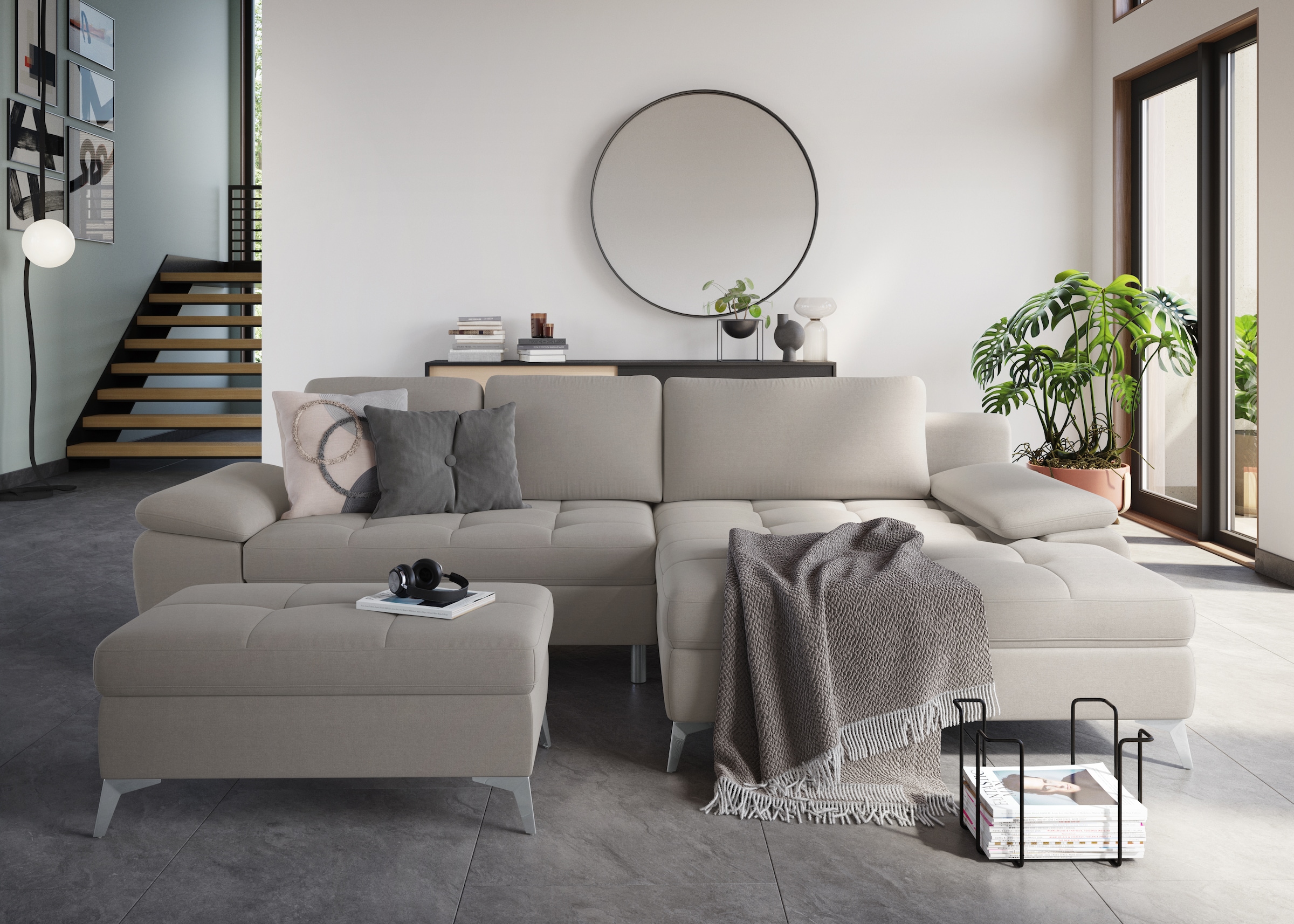 sit&more Ecksofa »Latigo L-Form«, mit Mega-Recamiere, wahlweise mit Bettfunktion und Bettkasten