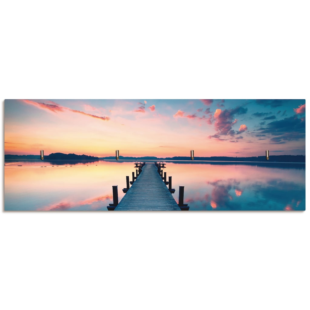 Artland Hakenleiste »Langer Pier am See im Sonnenaufgang«