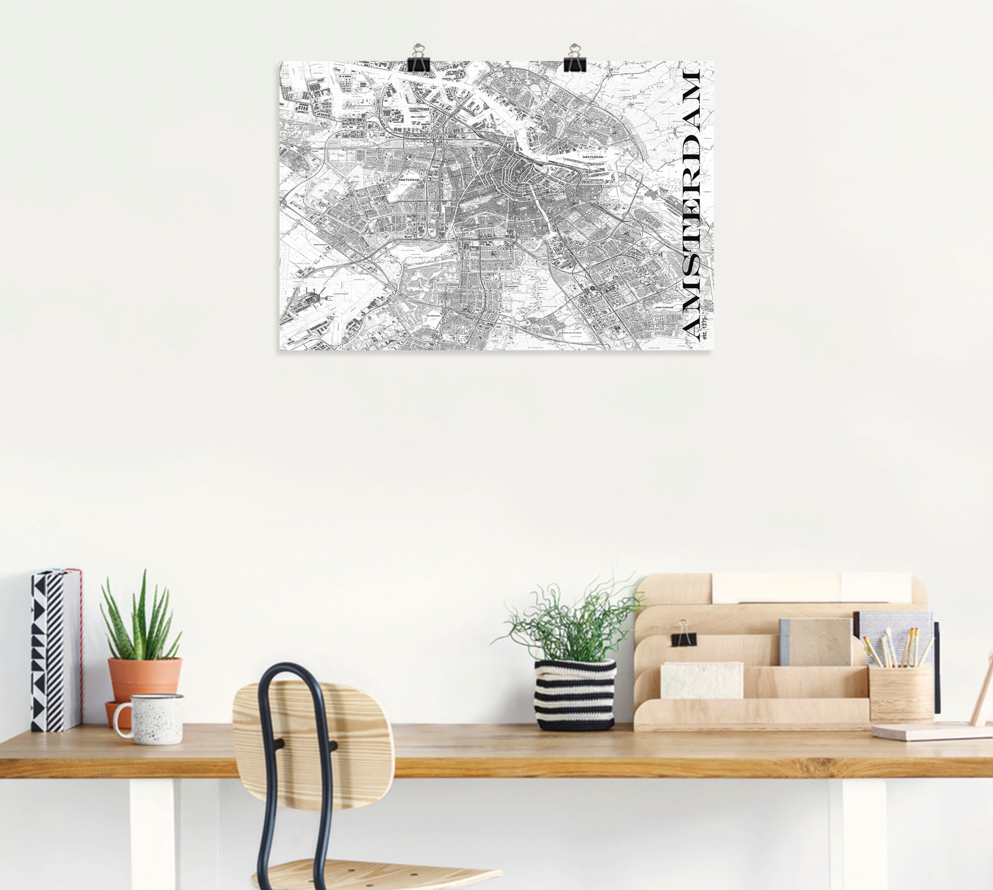 Artland Poster »Amsterdam Karte Strassen Karte«, Niederlande, (1 St.), als Alubild, Leinwandbild, Wandaufkleber oder Poster in versch. Grössen