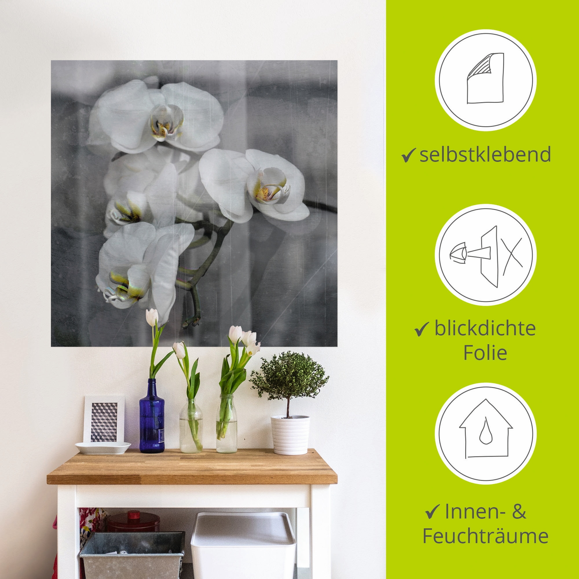 Artland Wandbild »Weisse Orchideen - white Orchid«, Blumen, (1 St.), als Leinwandbild, Wandaufkleber in verschied. Grössen