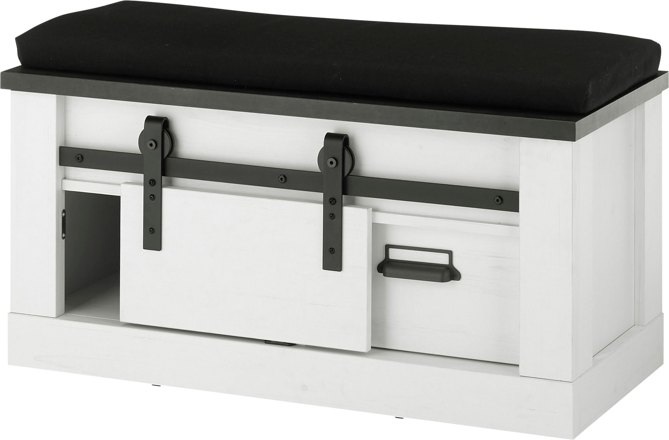 Home affaire Sitzbank »SHERWOOD«, modernes Holz Dekor, mit Scheunentorbeschlag aus Metall, Breite 93 cm