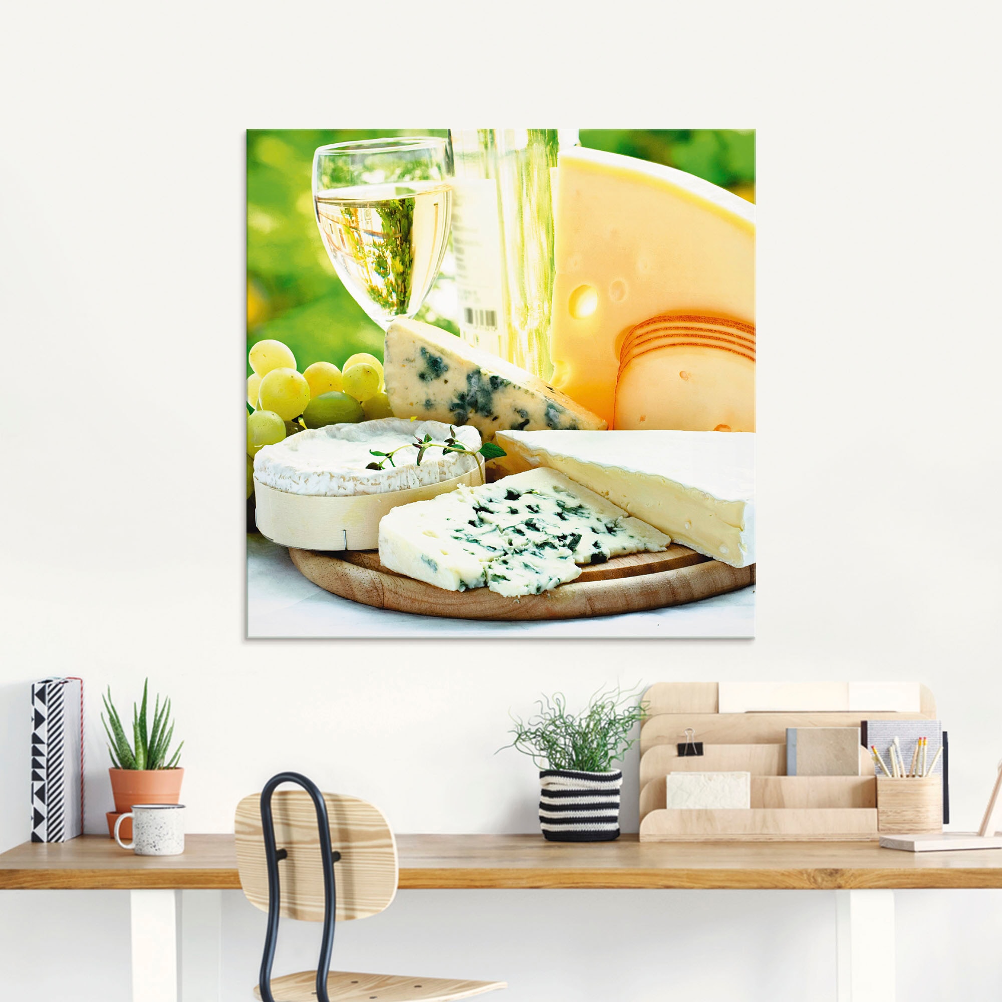 Artland Glasbild »Käse & Wein«, Lebensmittel, (1 St.), in verschiedenen Grössen
