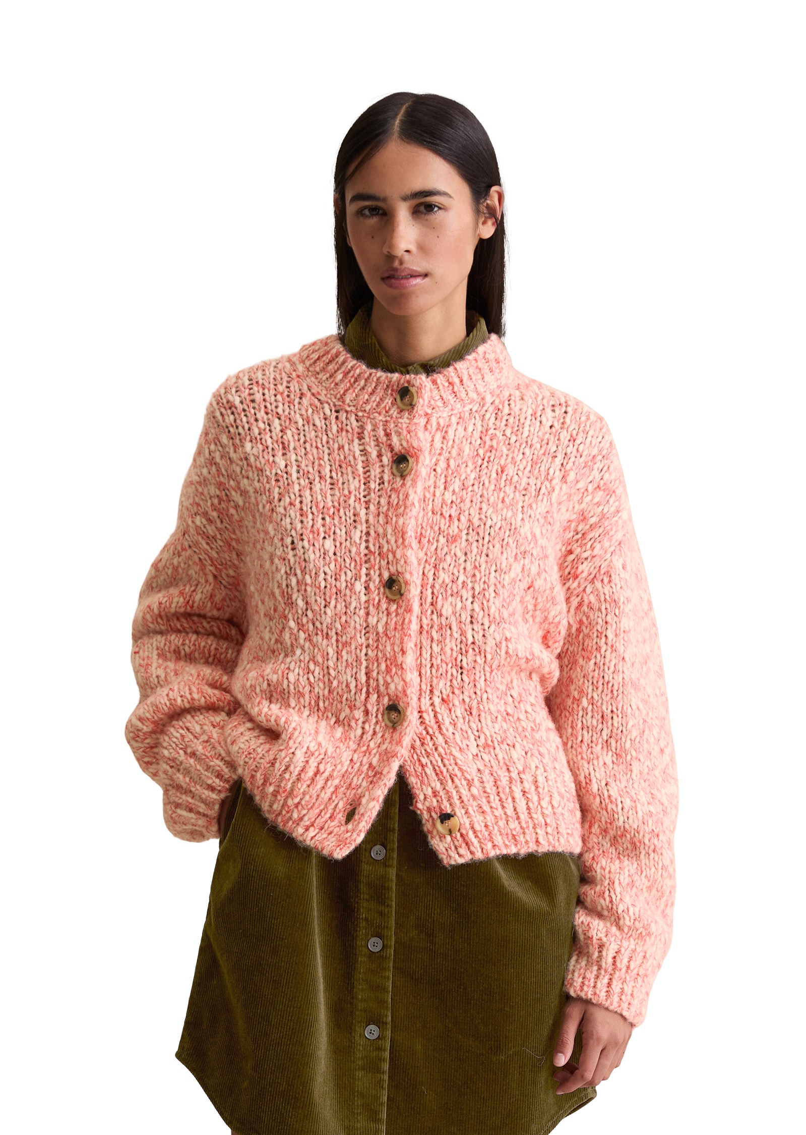 Marc O'Polo DENIM Cardigan melierte Struktur, lockere Form, Rundhals