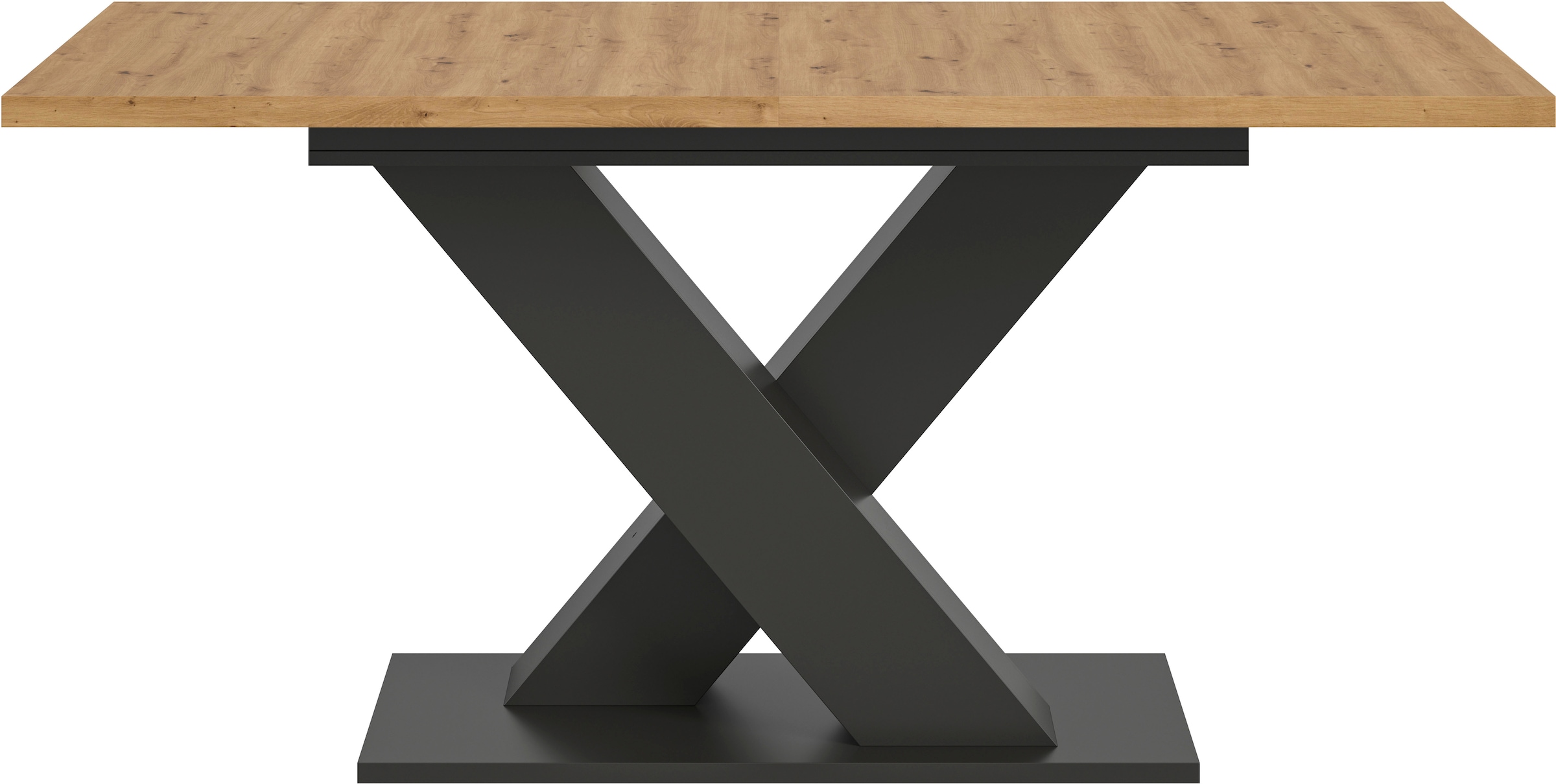 INOSIGN Esstisch »Motus, ausziehbar 150 -190 cm, inklusive 40 cm Einlegeplatte«, (Set, 1 St.), X-Gestell mit Bodenplatte, Tisch, Küchentisch, Esszimmer, Küche