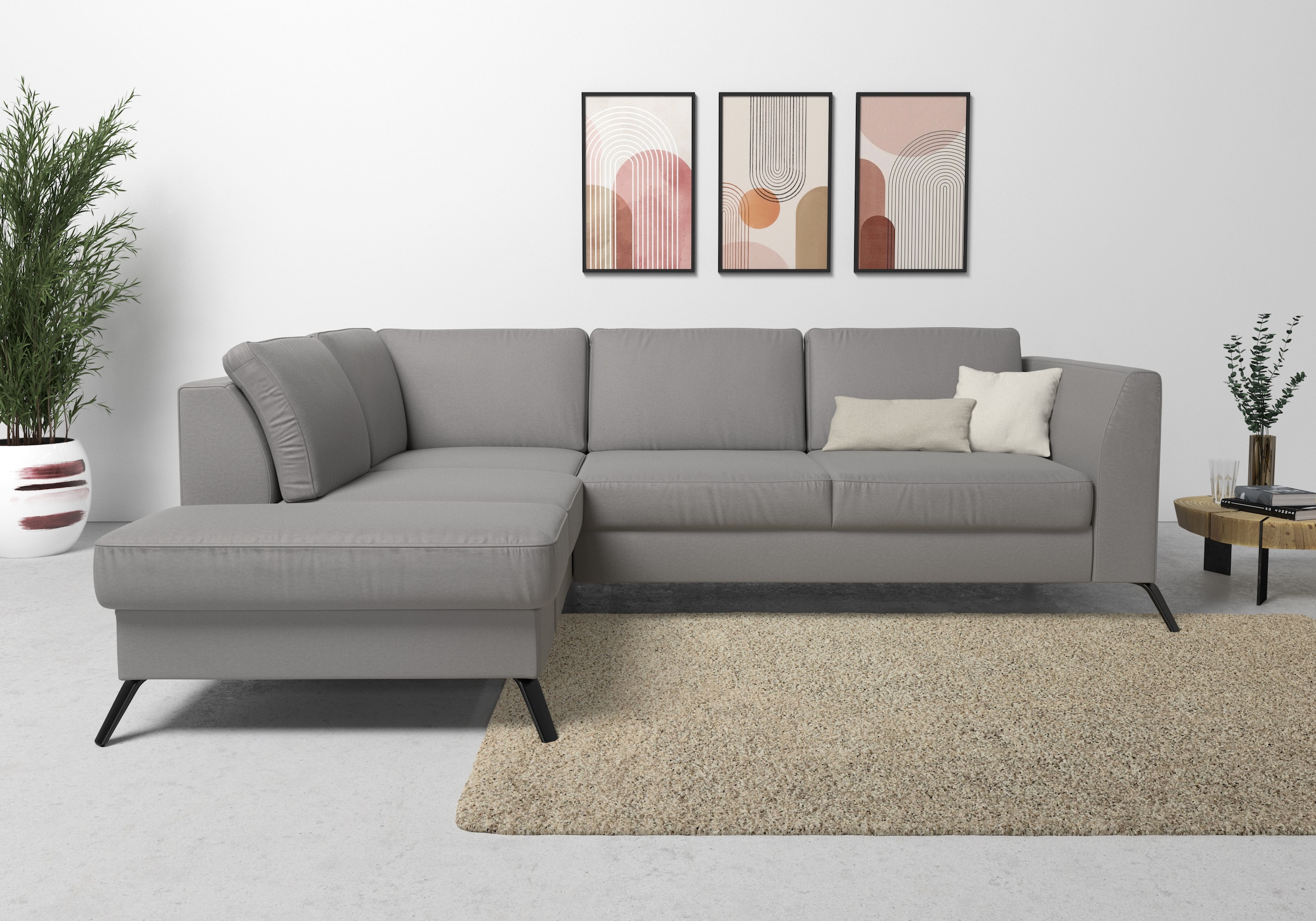 sit&more Ecksofa »Olsen L-Form«, inklusive Sitztiefenverstellung, wahlweise mit Bettfunktion, 15cm hoch