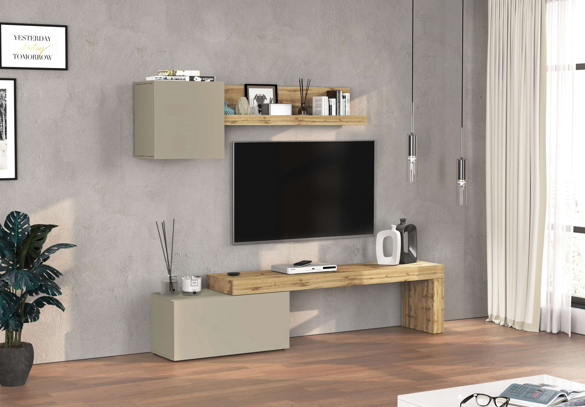 GOODproduct TV-Wand "Chronos TV-Set, Wohnwand – Elemente frei platzierbar, Made in Italy" Set, 3-er set, 3 Stk. tlg.