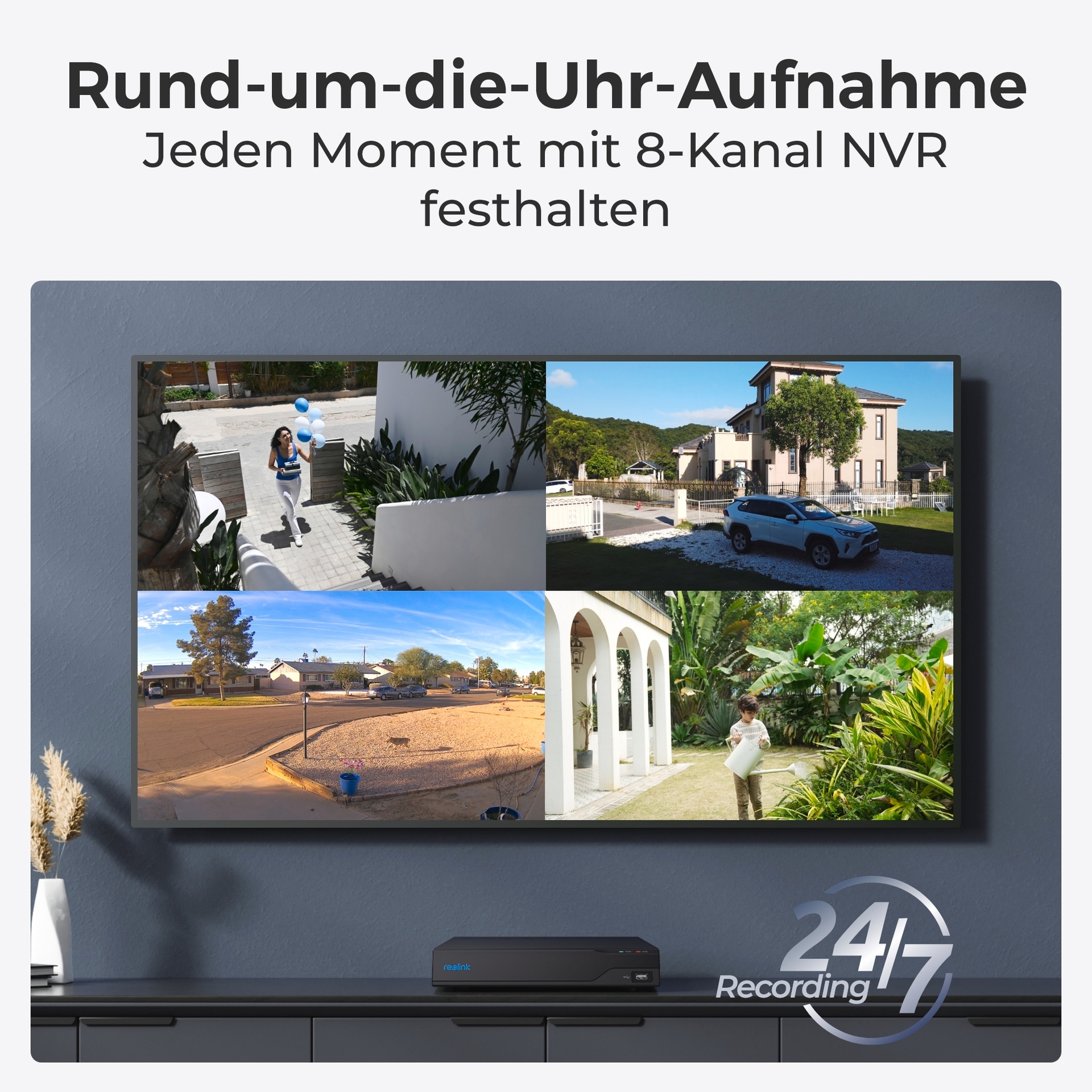 Reolink Überwachungskamera »NVS8-8MB4 - 4K UHD Sicherheitssystem, 8-Kanal NVR«, Aussenbereich, 30m scharfe Nachtsicht, 24/7 Aufnahme, intelligente Erkennung