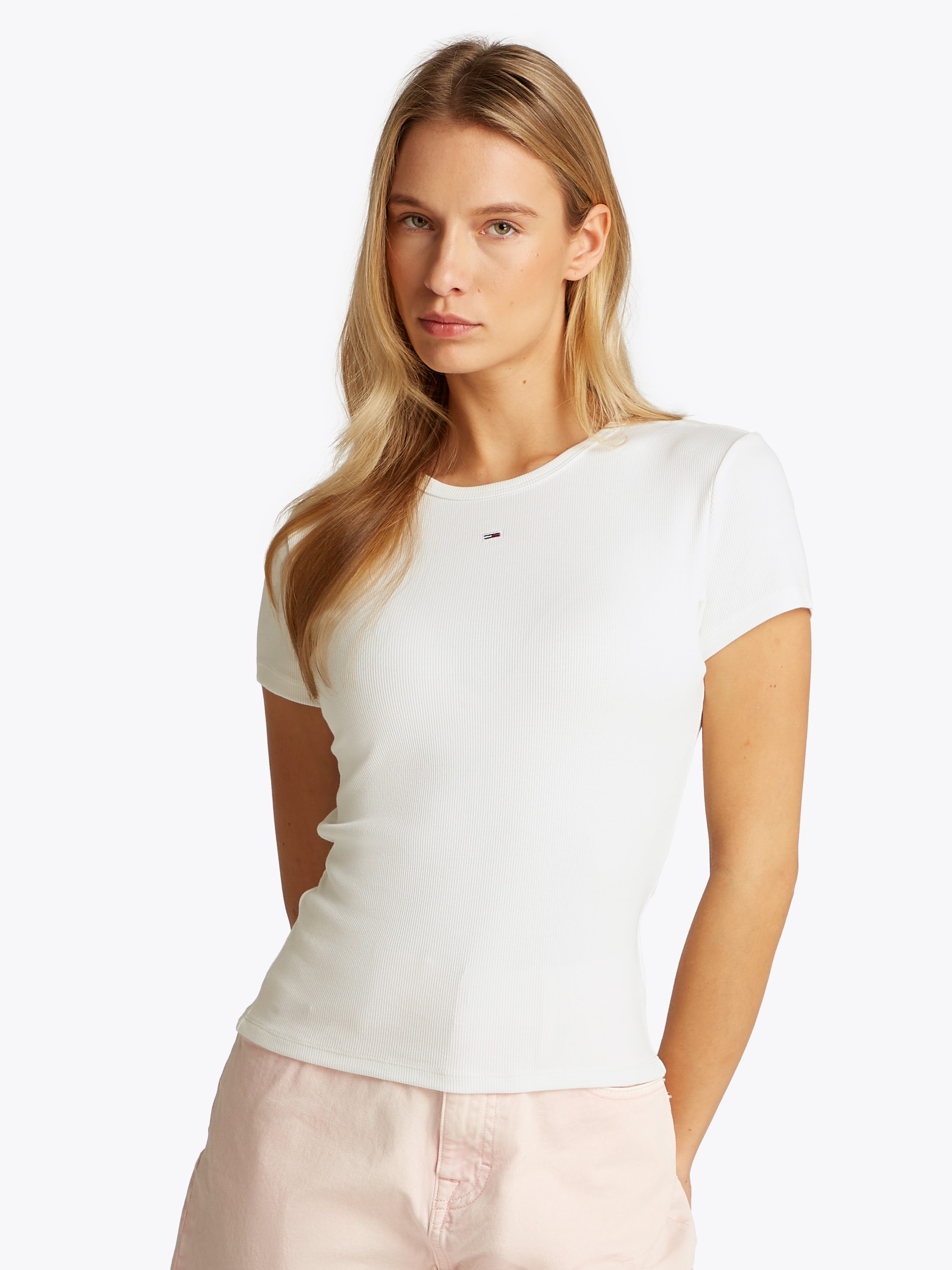 Tommy Jeans T-Shirt »TJW 2PACK SLIM ESSENTIAL RIB SS«, (Packung, 3 tlg., 2er-Pack), mit Logostickerei