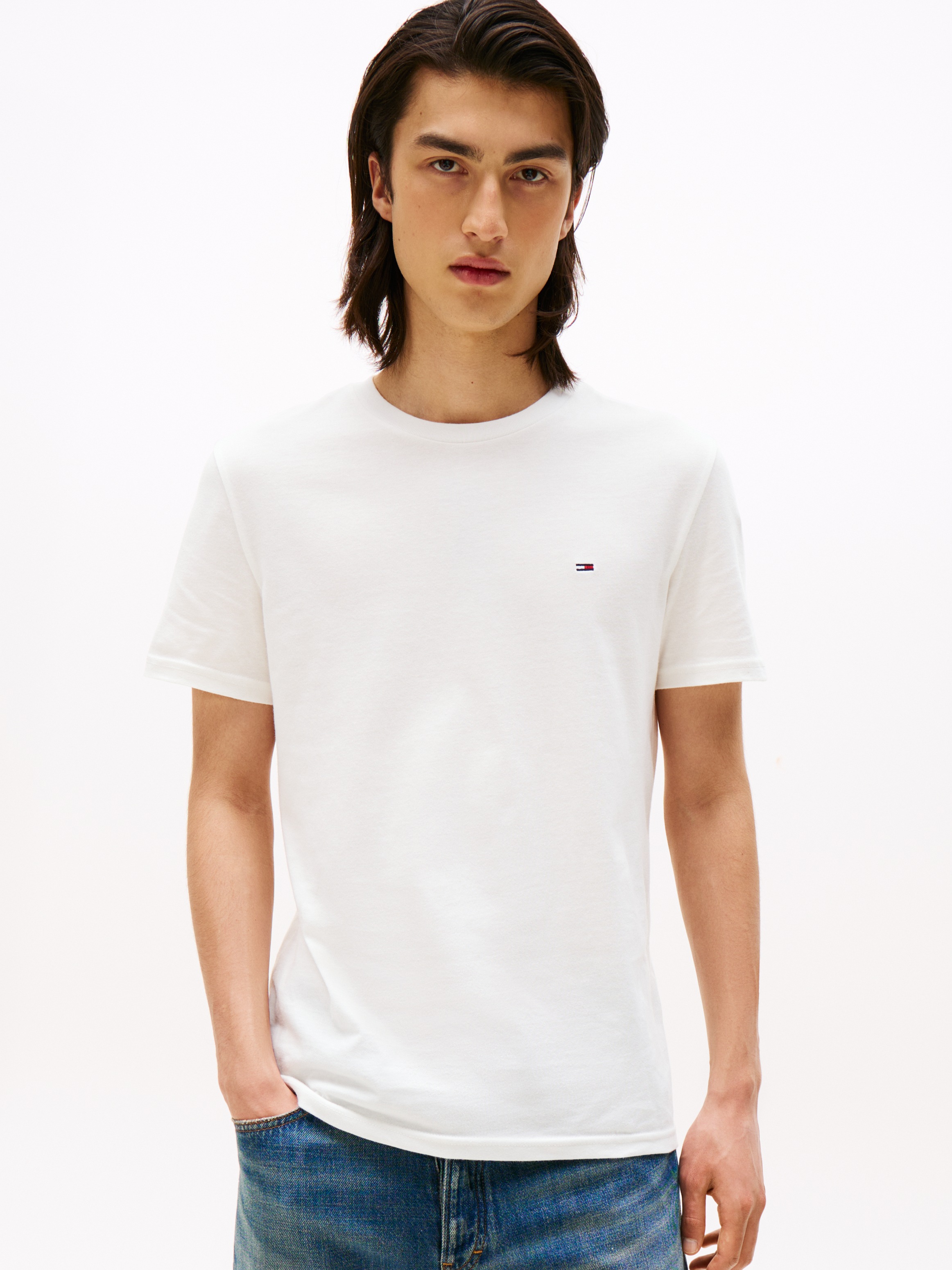 Tommy Jeans Rundhalsshirt »TJM XSLIM 2PACK JERSEY TEE EXT«, (Packung, 2er-Pack), Logostickerei, 2Pack