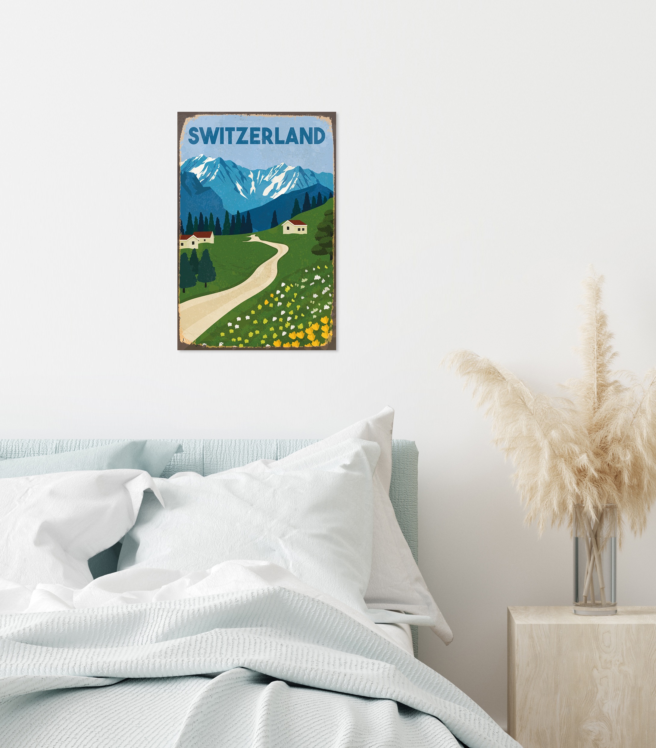 queence Metallbild »SWITZERLAND«, Schweiz, Blechschilder