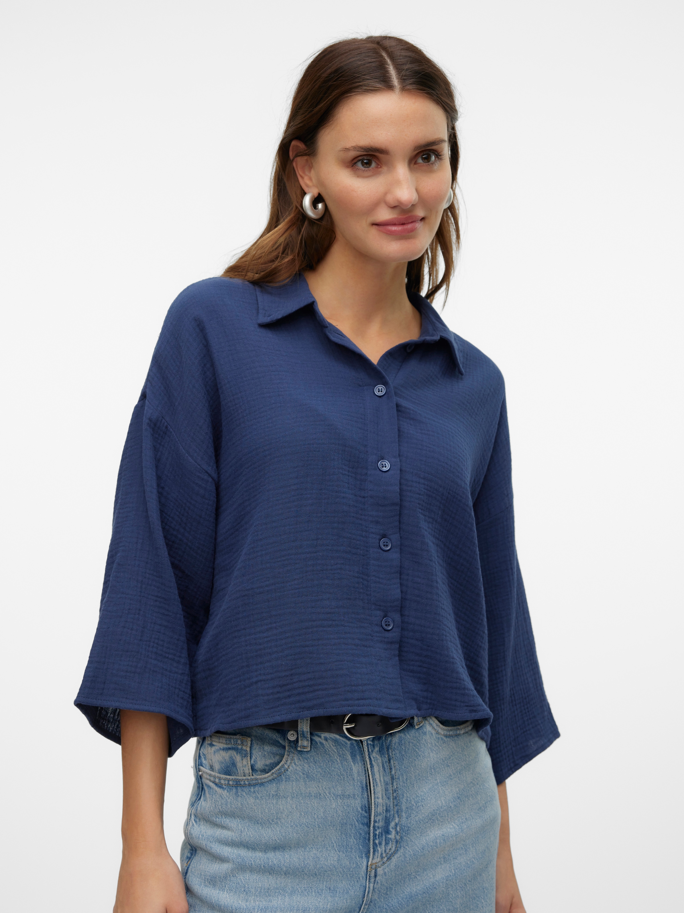 Vero Moda Hemdbluse »VMNATALI CROP SHIRT WVN NOOS« Baumwolle, loose fit