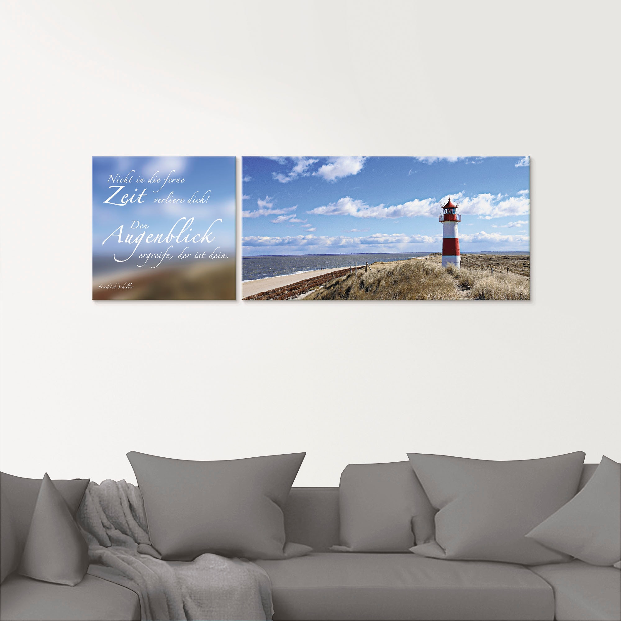 Artland Glasbild »Zitatenbild, Leuchtturm Sylt«, Sprüche & Texte, (2 St