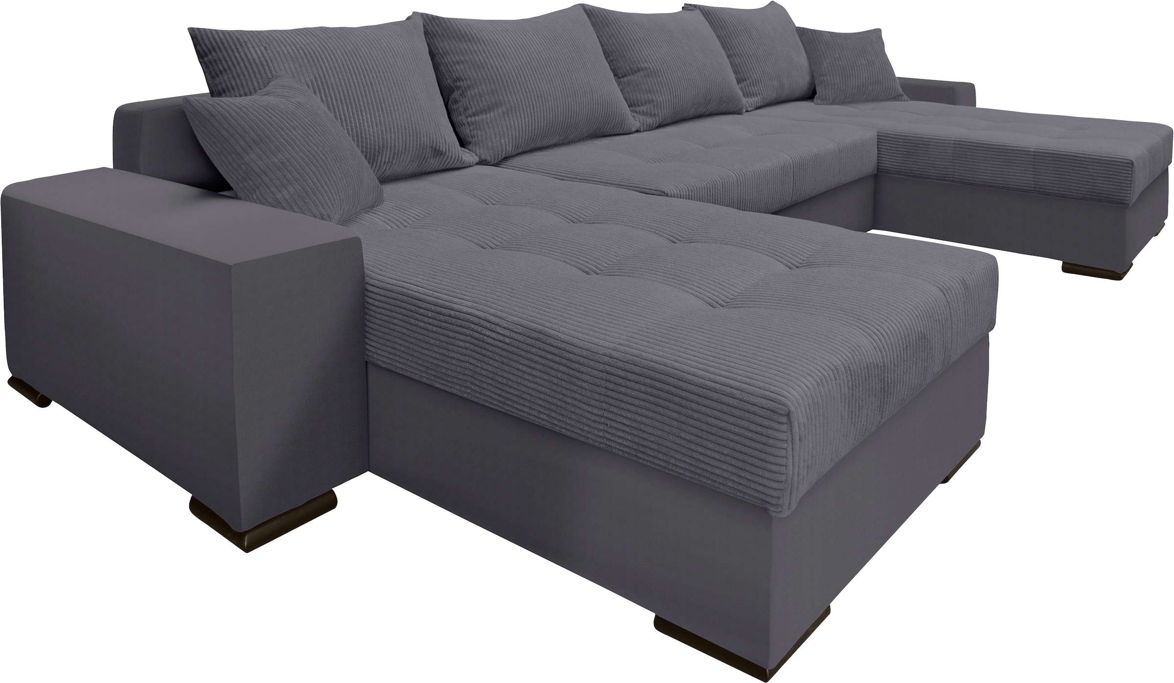 COLLECTION AB Wohnlandschaft »XL-Josy U-Form, Breite 313 cm, Cord-/Mix«, inkl. Bettfunktion, Bettkasten, mit 4 gleich grossen Rückenkissen