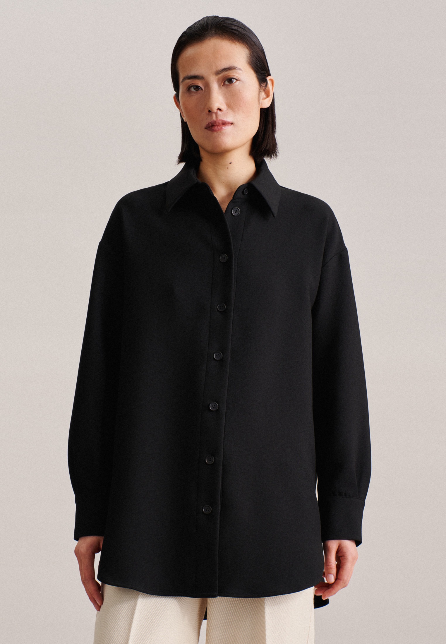 seidensticker Longbluse »Schwarze Rose« Langarm Kragen Uni