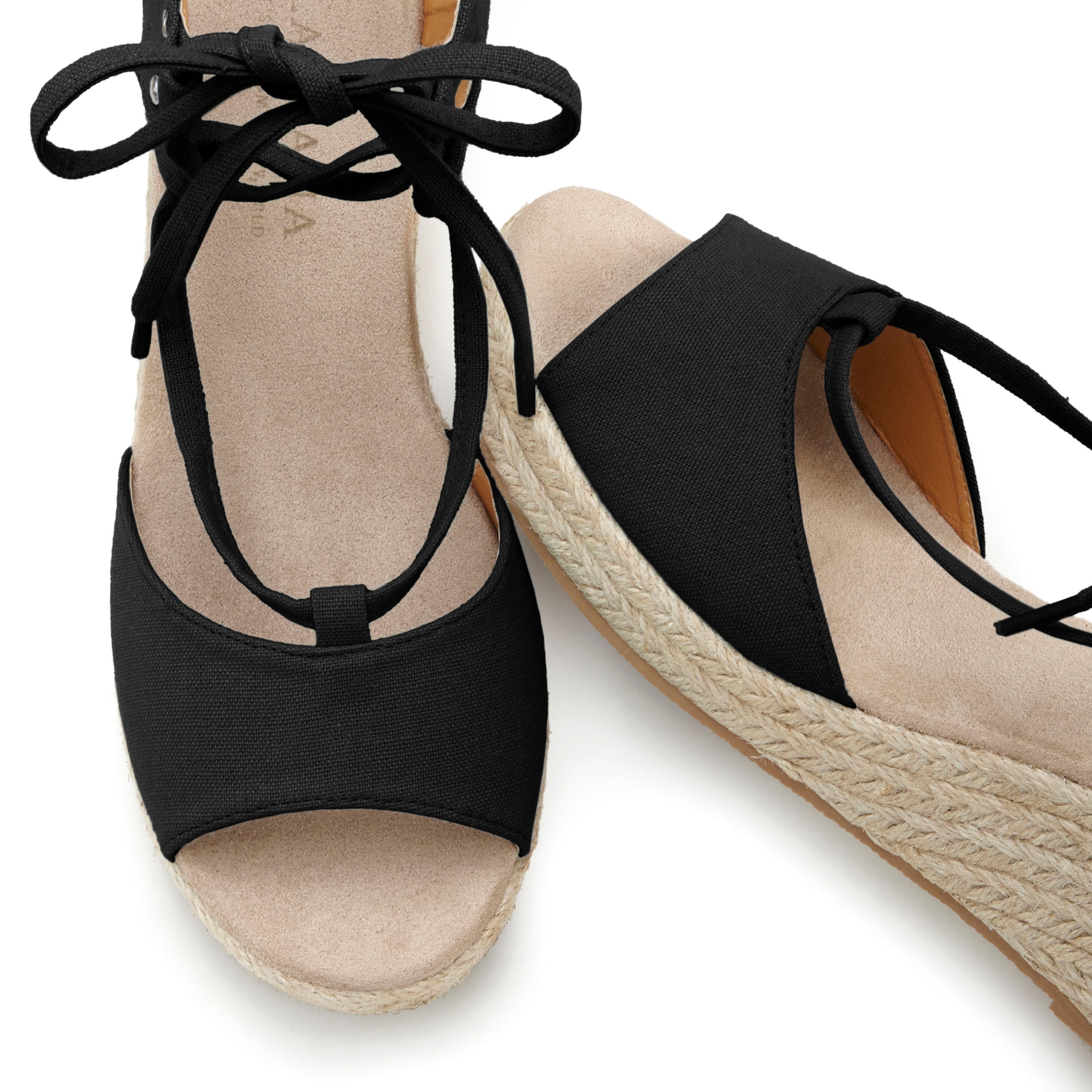 LASCANA Keilsandalette »Sommerschuh«, Sandalette, Sandale mit Keilabsatz, Bast-Optik & Schnürung VEGAN