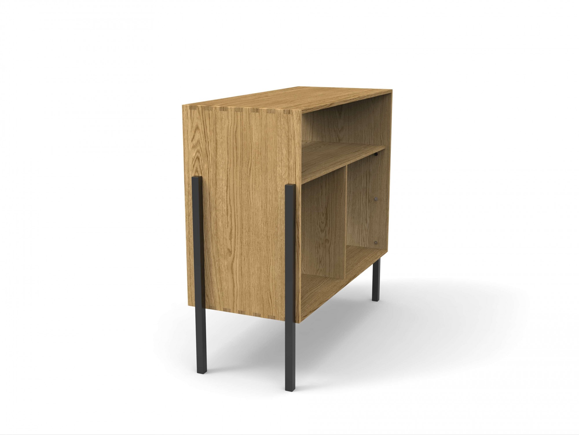 andas Sideboard »Finton«, Kommode mit 3 offenen Fächern, Korpuss aus massiver Eiche