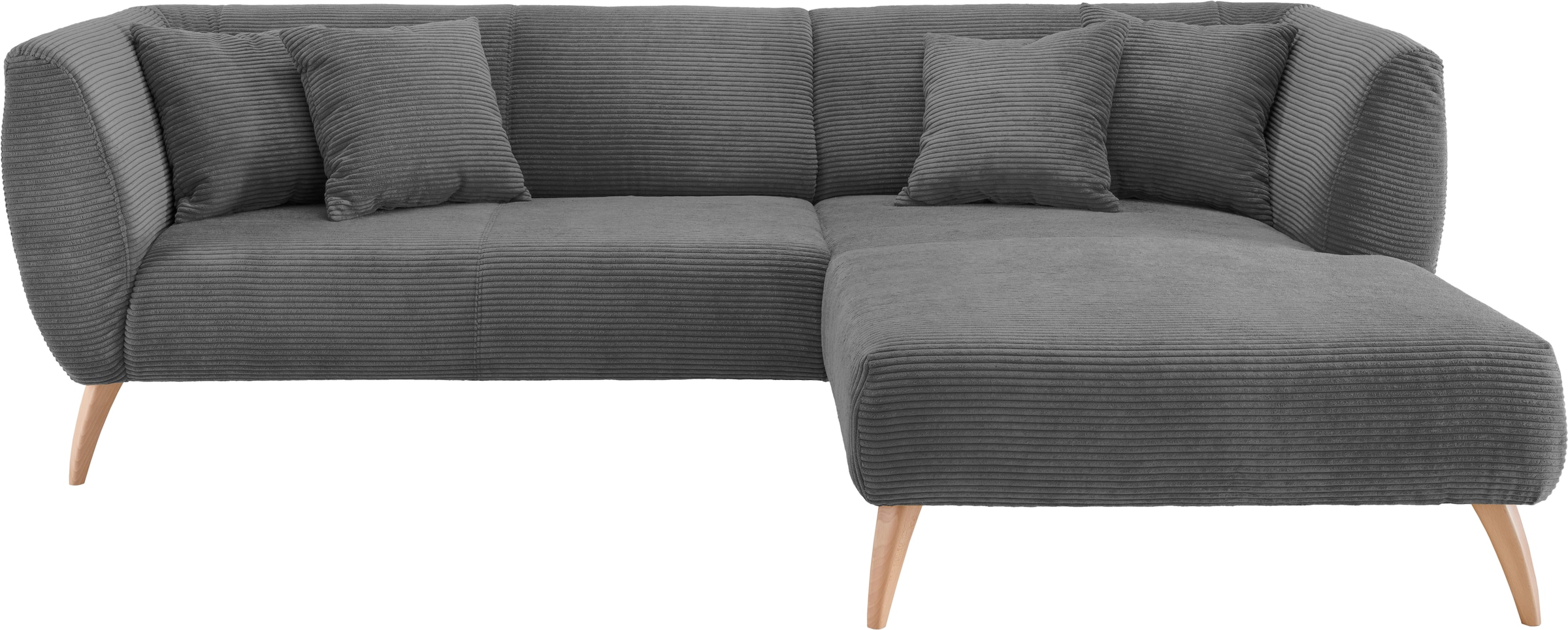 INOSIGN Ecksofa »Colori L-Form«, Holzfussfarbe wählbar, inkl. 4x Zierkissen