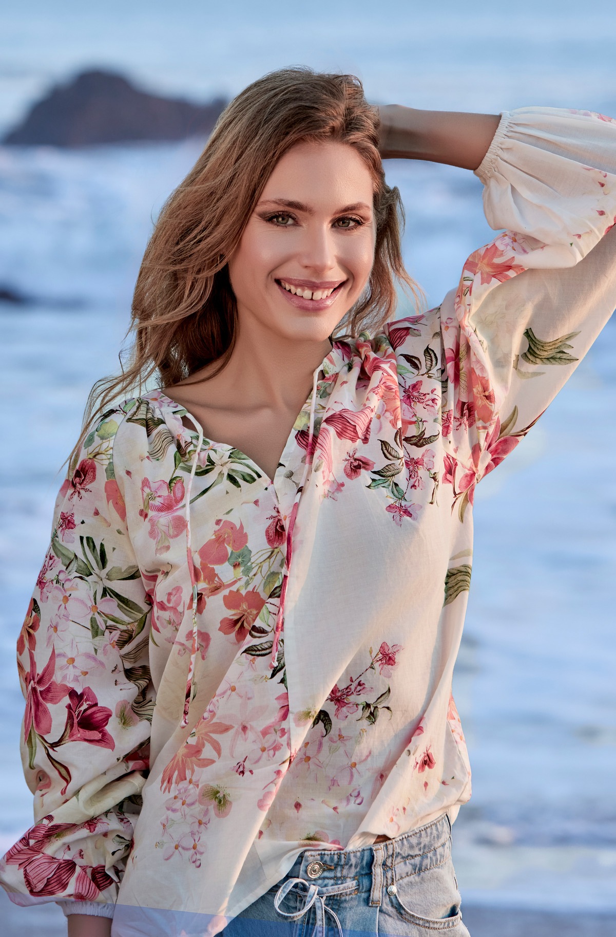 Monari Schlupfbluse mit allover Blumenprint