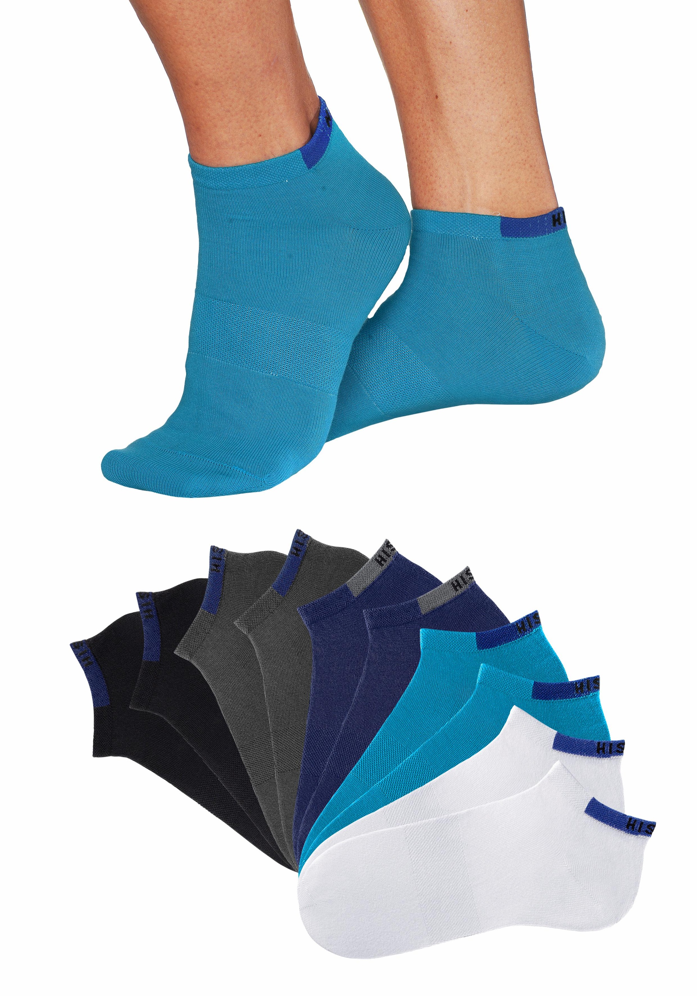 H.I.S Sneakersocken "Sneaker Socken Herren Damen, Kurzschaft Socken" Packung, 10 Stk. tlg. mit verstärkten Belastungszonen