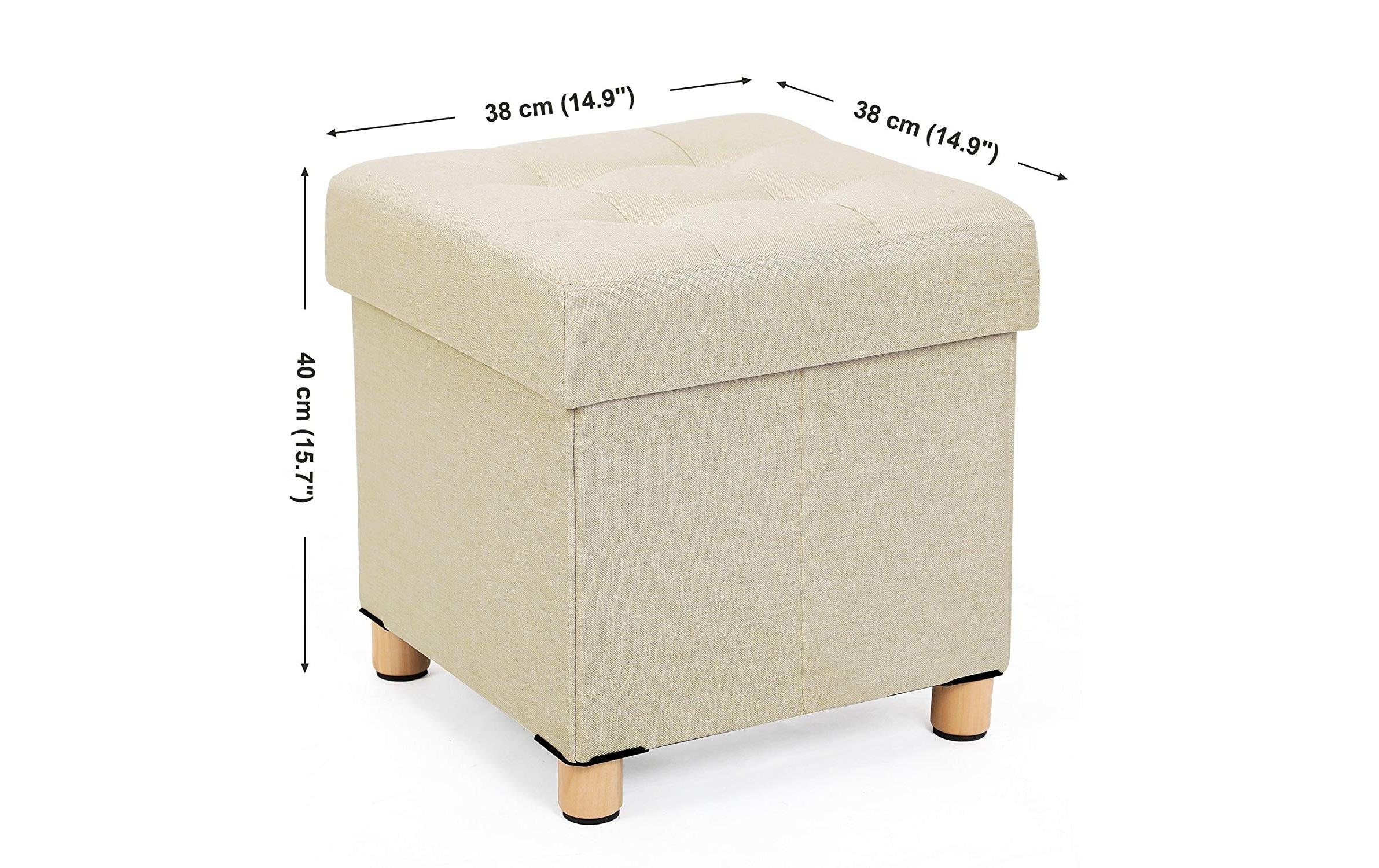 SONGMICS Hocker »mit Aufbewahrung, 38 x 40 cm, Beige«, Herkunftsland China, Holzart