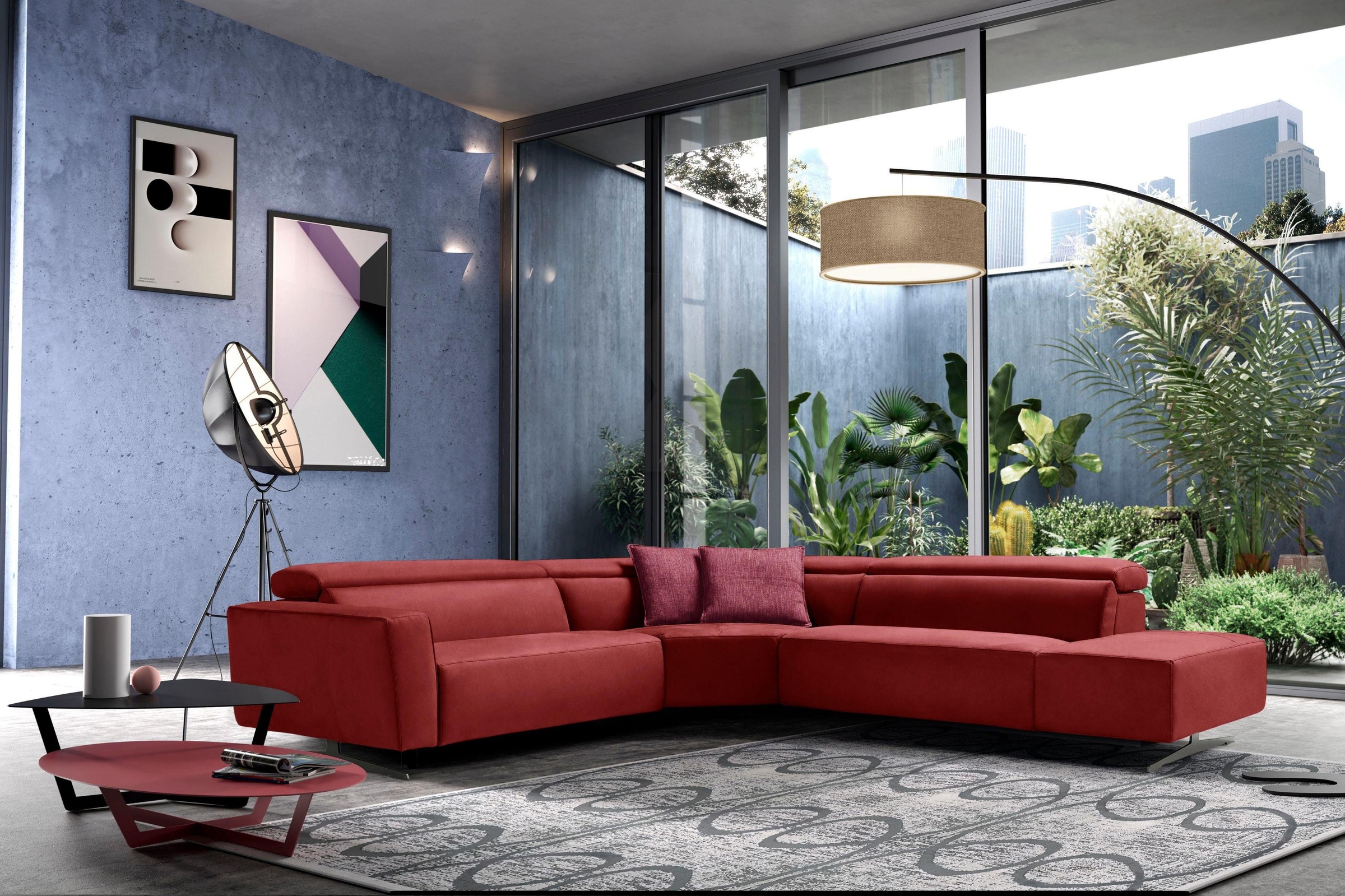 Egoitaliano Ecksofa "Stefanie-e, Designsofa der Extraklasse, bequem mit hohem Sitzkomfort" mit Relaxfunktion und verstellbaren Kopfteilelementen