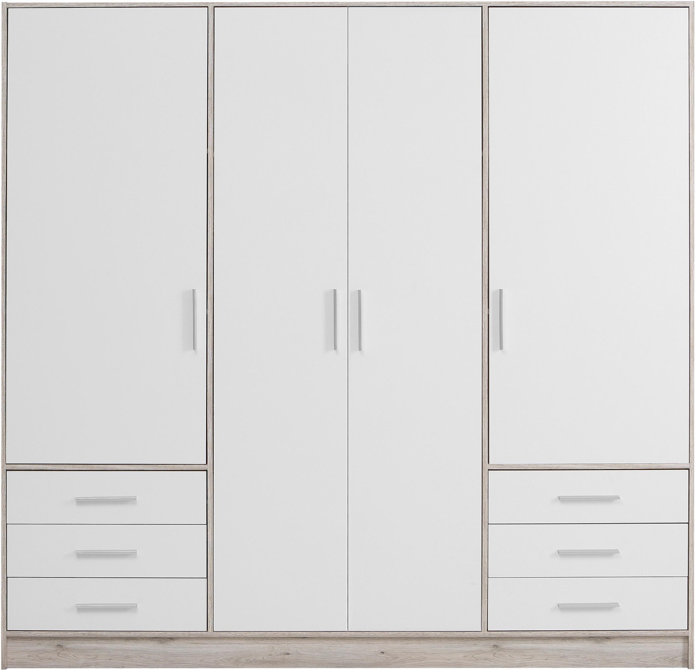 FORTE Kleiderschrank »Jupiter, Made in Europe, mit Schubladen«, (Masse (T/H): 60/200 cm), Stauraum, 2 Breiten, 4 Farben, Schubladen, variable Einlegeböden