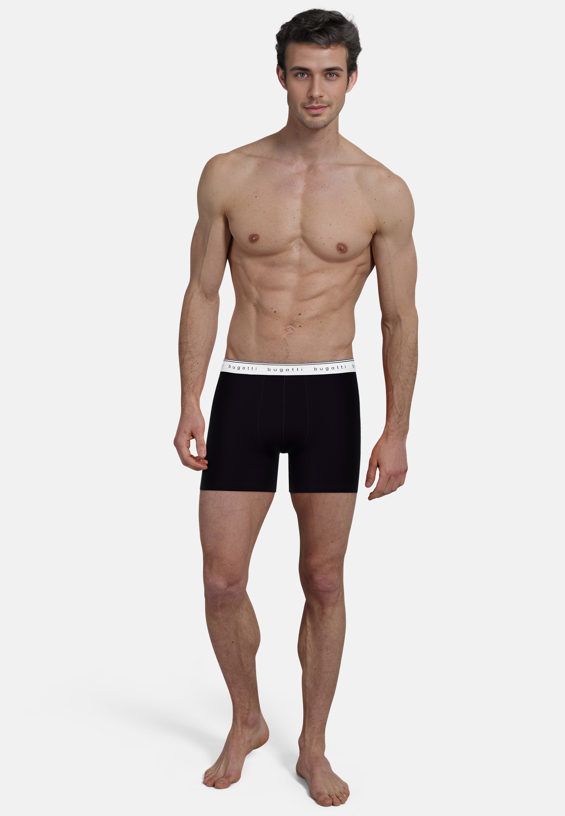 bugatti Boxershorts »Pisa«, (3er Pack), breiter Bund, mit Logo, atmungsaktiv, Baumwollmix, eng, basic