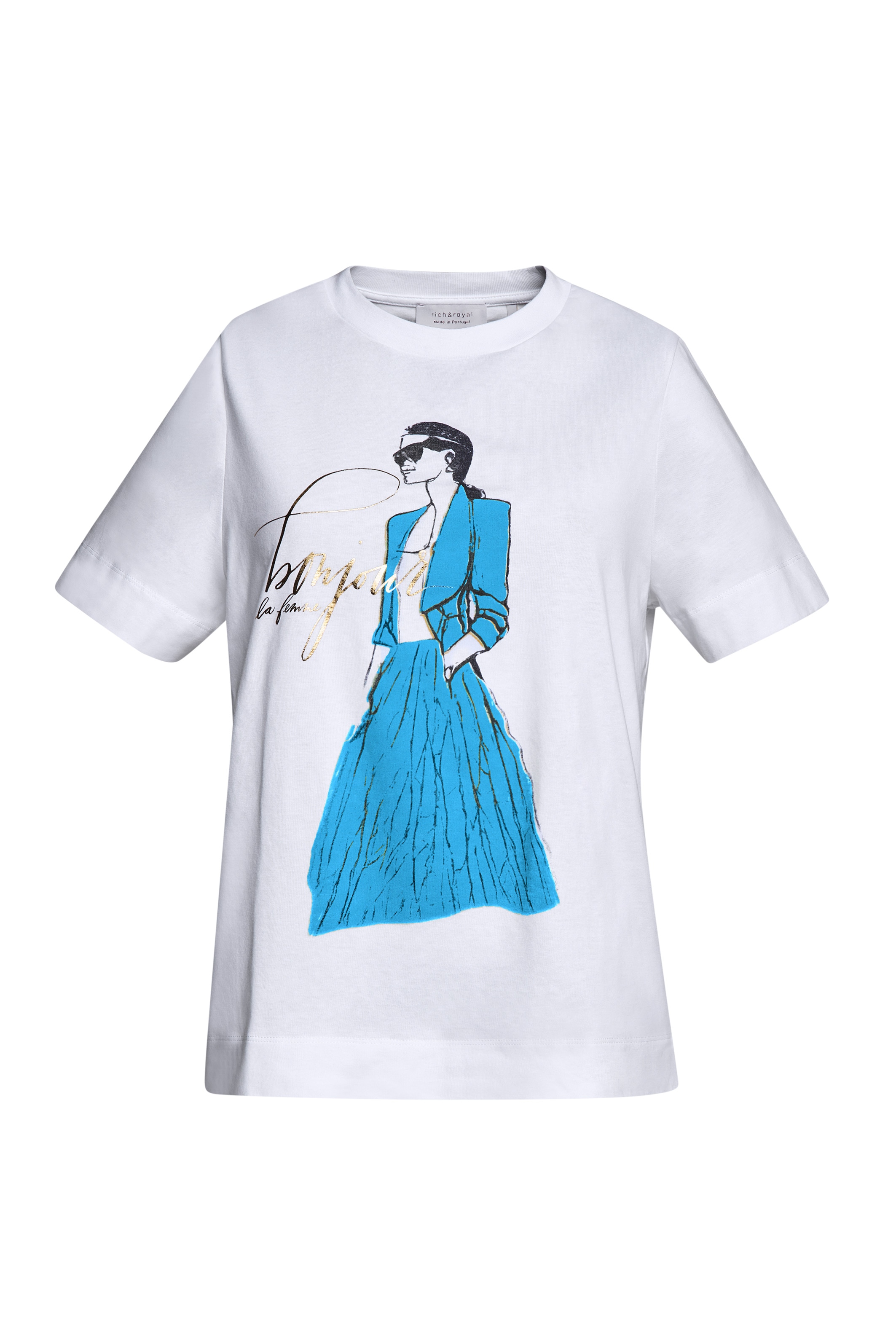 Rich & Royal T-Shirt, Easy fit T-Shirt "Bonjour" with woman print