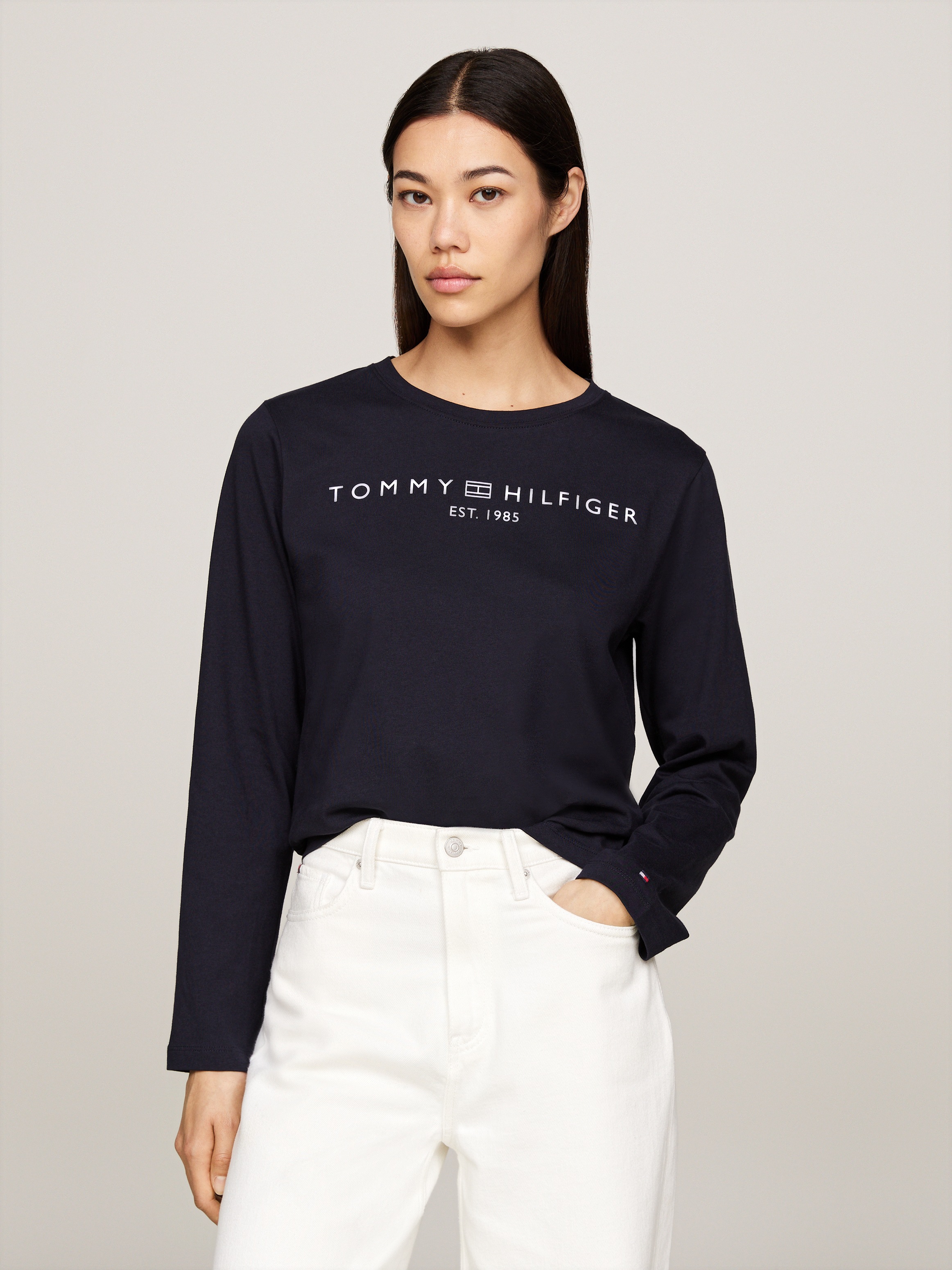 Tommy Hilfiger Langarmshirt »REG CORP LOGO C-NK LS« mit Logoschriftzug