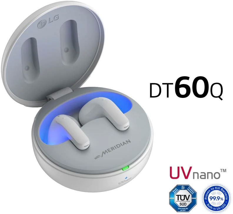 LG In-Ear-Kopfhörer »TONE Free DT60Q«, Bluetooth, Active Noise Cancelling (ANC)-Freisprechfunktion-LED Ladestandsanzeige-Sprachsteuerung-integrierte Steuerung für Anrufe und Musik