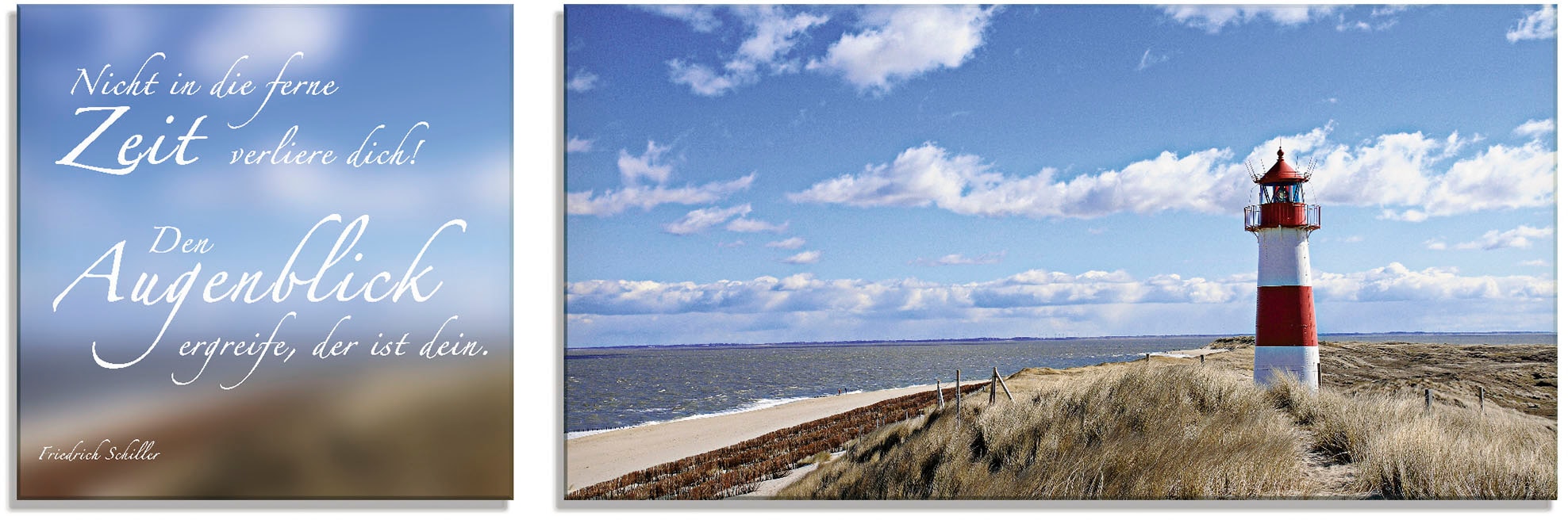 Artland Glasbild »Zitatenbild, Leuchtturm Sylt«, Sprüche & Texte, (2 St