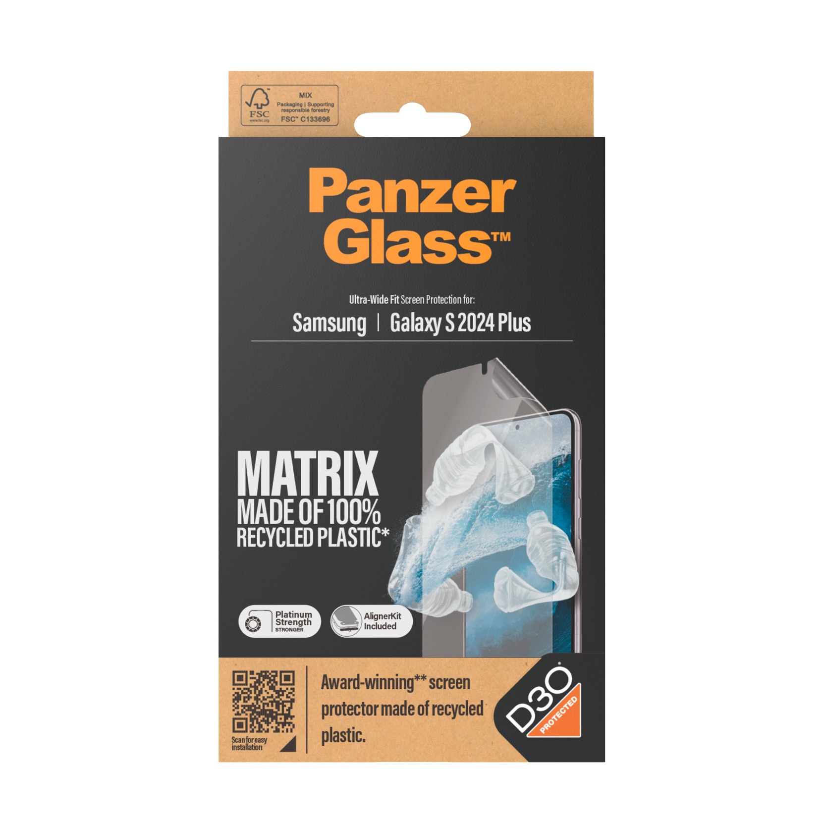 PanzerGlass Displayschutzfolie »Matrix Ultra Wide Fit Screen Protector«, für Samsung Galaxy S24+, Displayschutz, stossfest, kratzbeständig