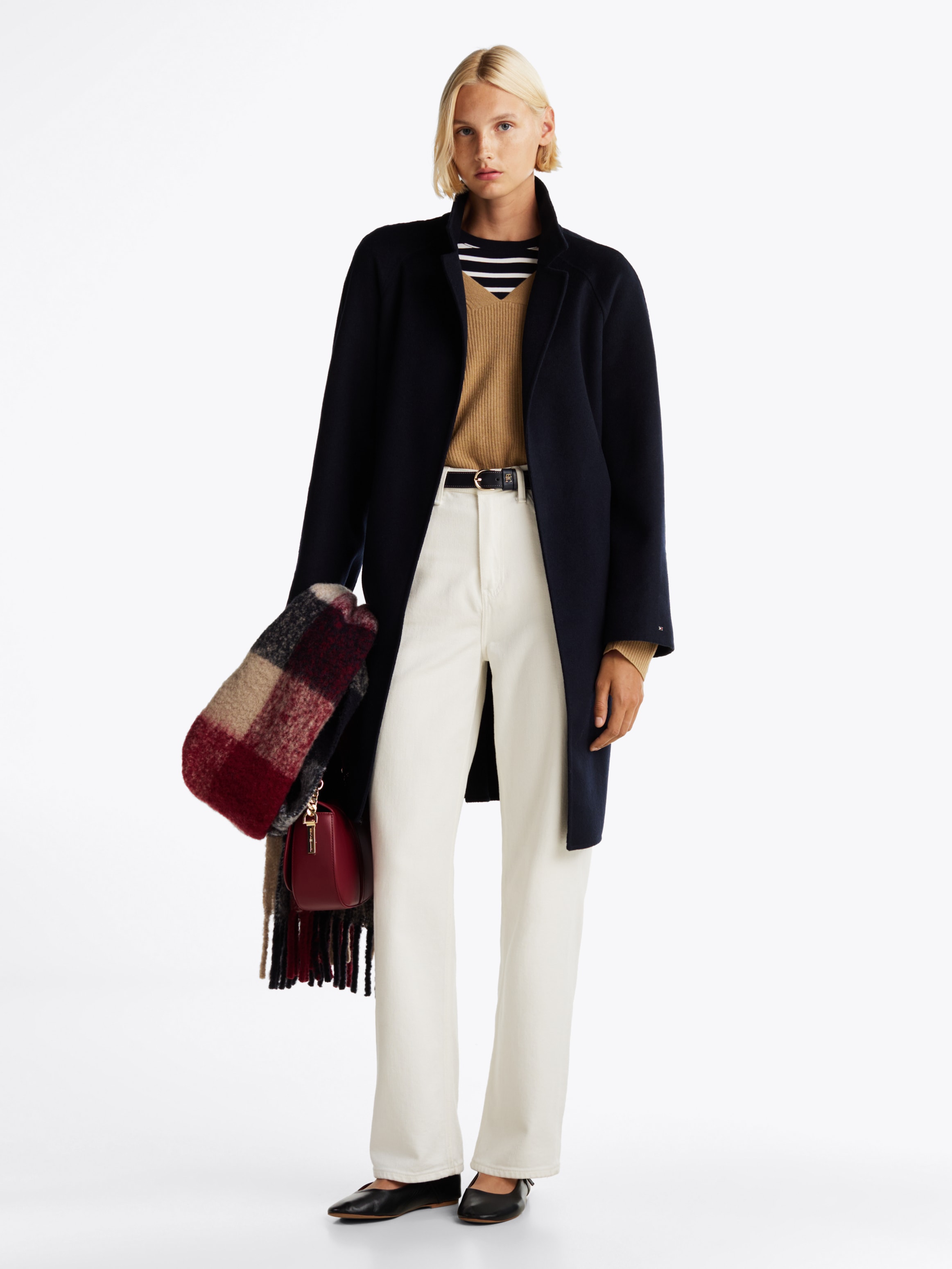 Tommy Hilfiger Kurzmantel »REG DF WOOL BELTED COAT«, mit Gürtel