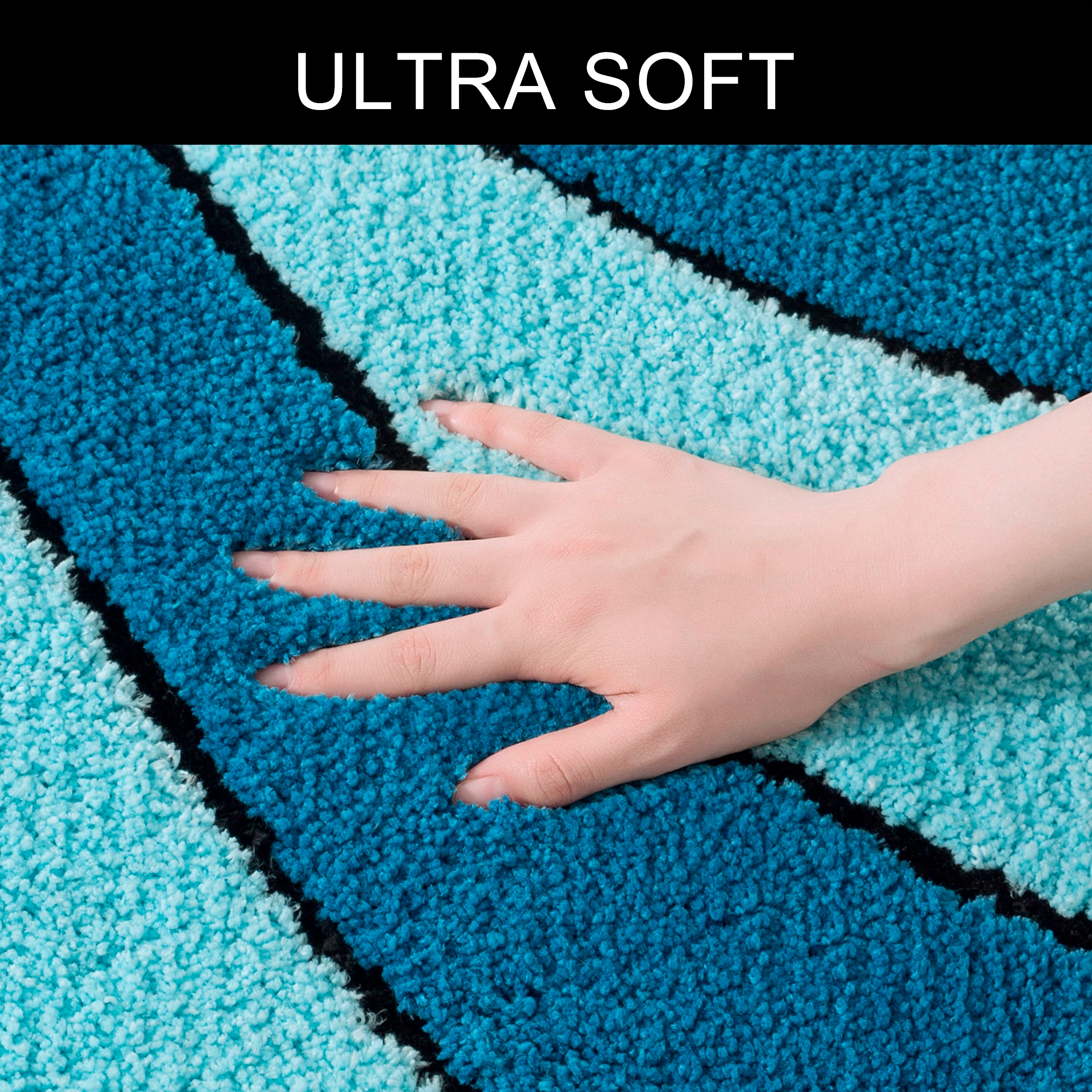 my home Badematte »Anna, Badvorleger, Badezimmer Teppich«, rutschhemmend beschichtet, fussbodenheizungsgeeignet-schnell trocknend, Badteppich, Hoch Tief Effekt, Modern, Weich, Wellen