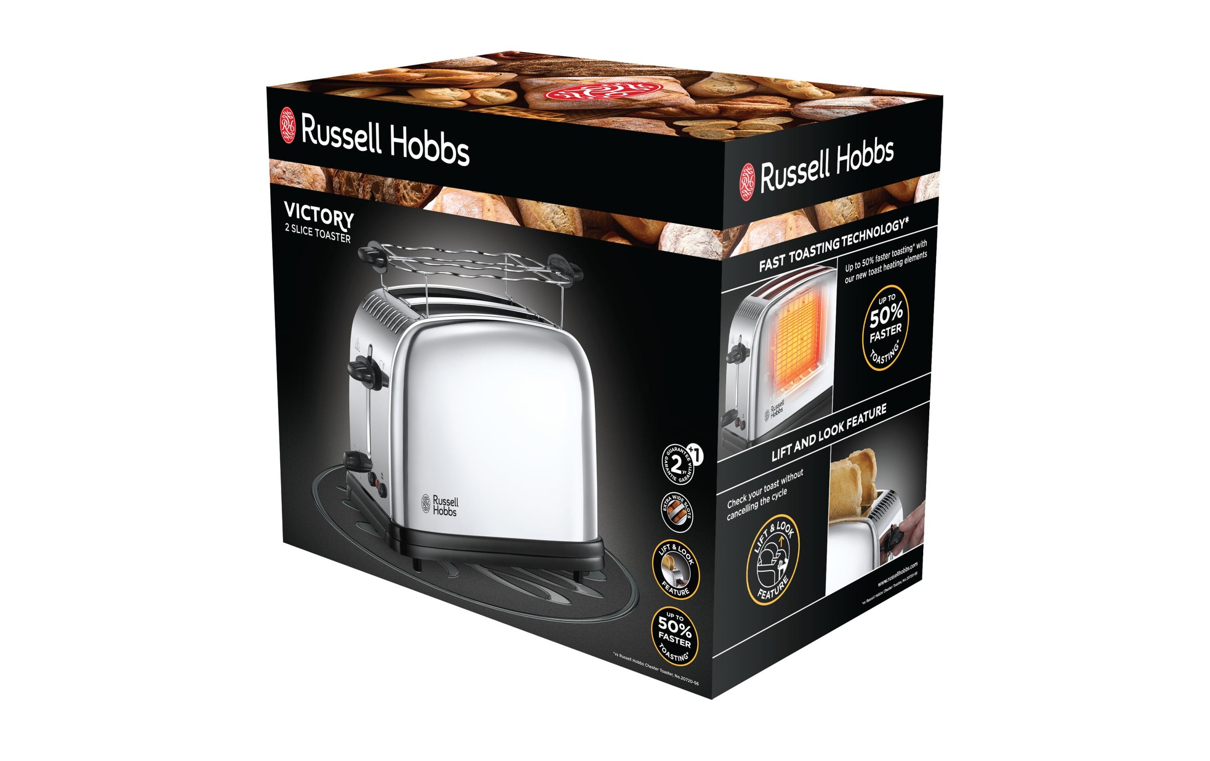 RUSSELL HOBBS Toaster »Victory 23310-56 Silberfarben«, 2 kurze Schlitze, für 2 Scheiben, 1670 W