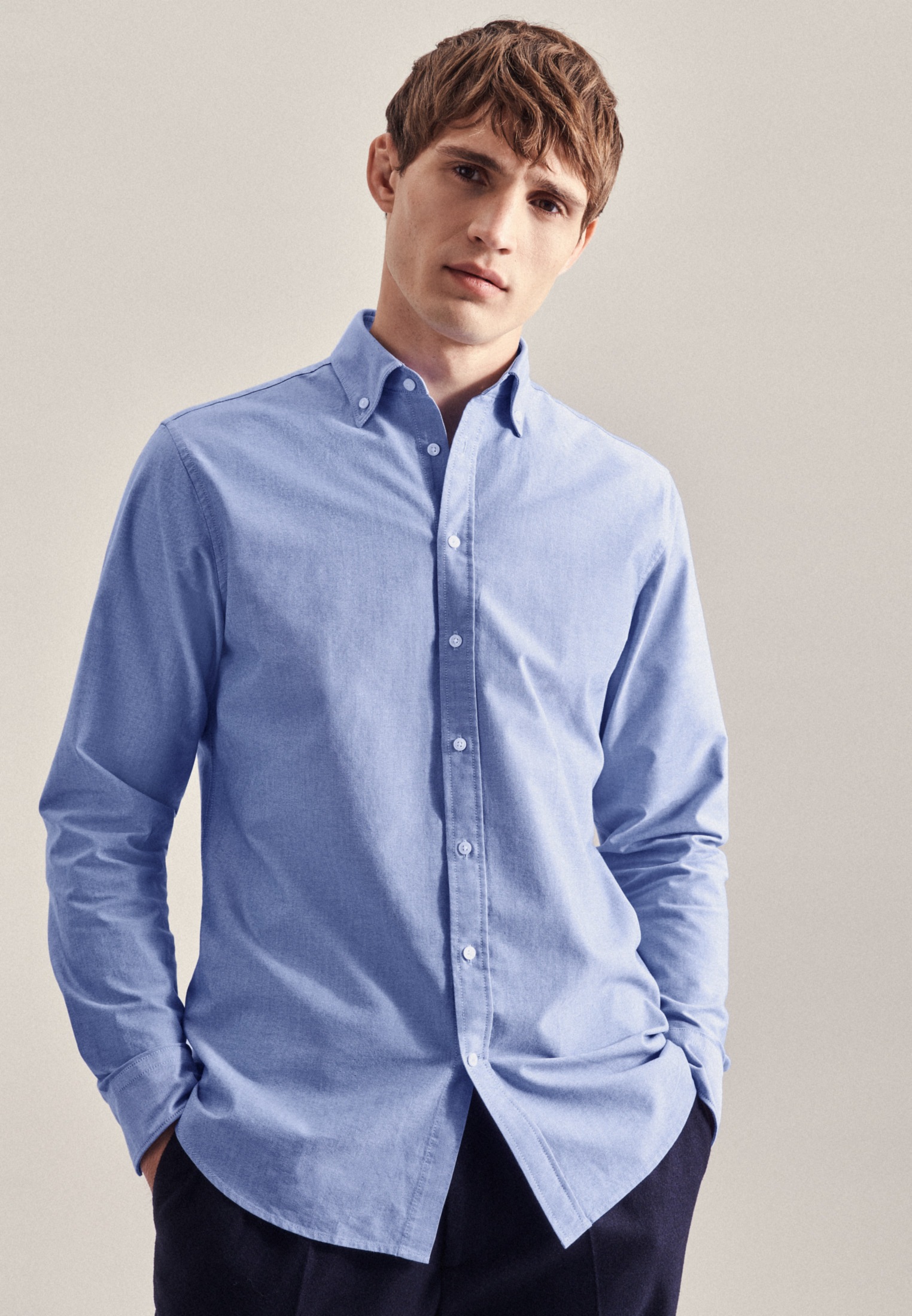 seidensticker Businesshemd »Shaped« Shaped 1/1 Button-Down-Kragen Uni