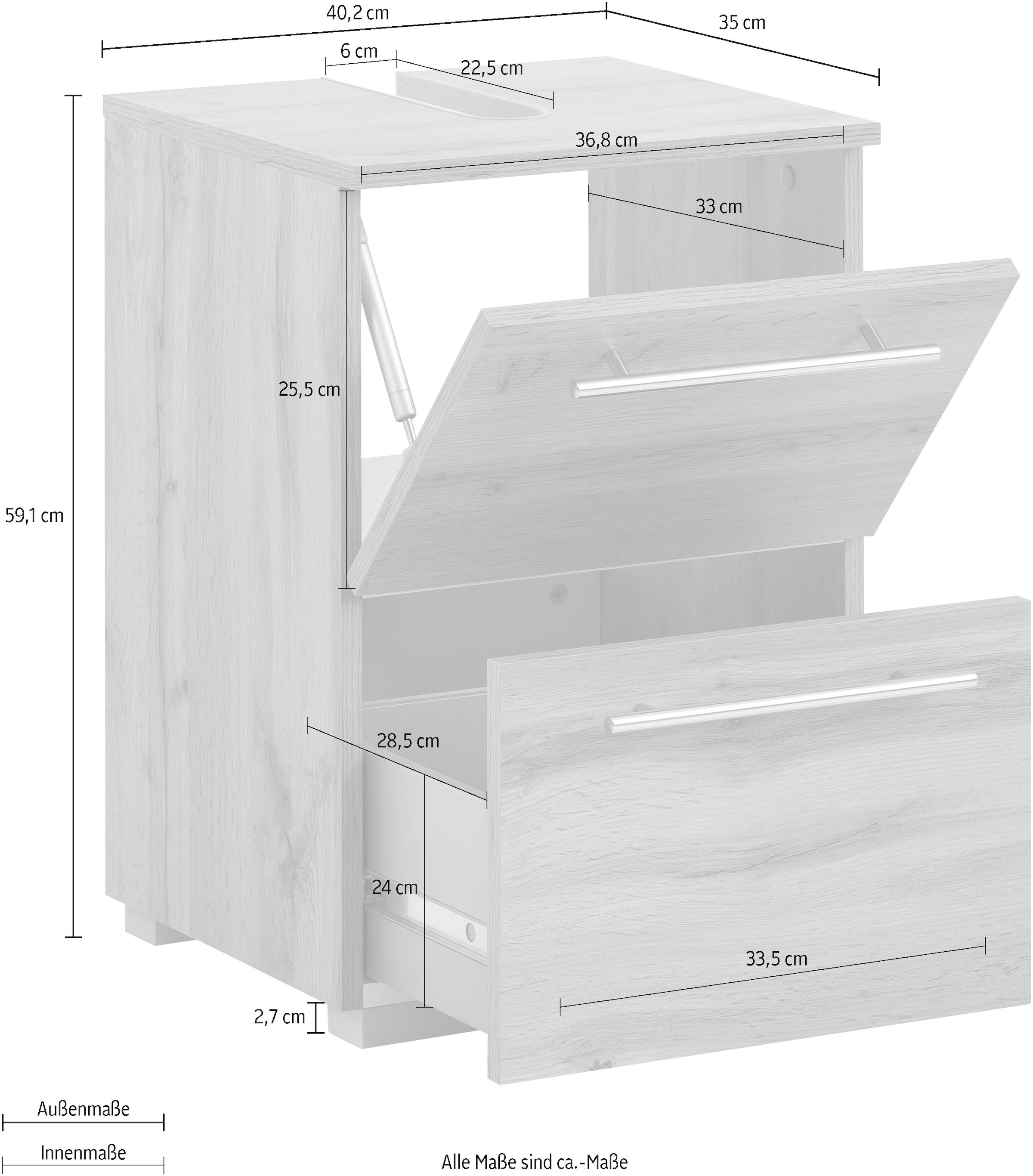 Schildmeyer Waschbeckenunterschrank »Carlos«, Breite 40 cm