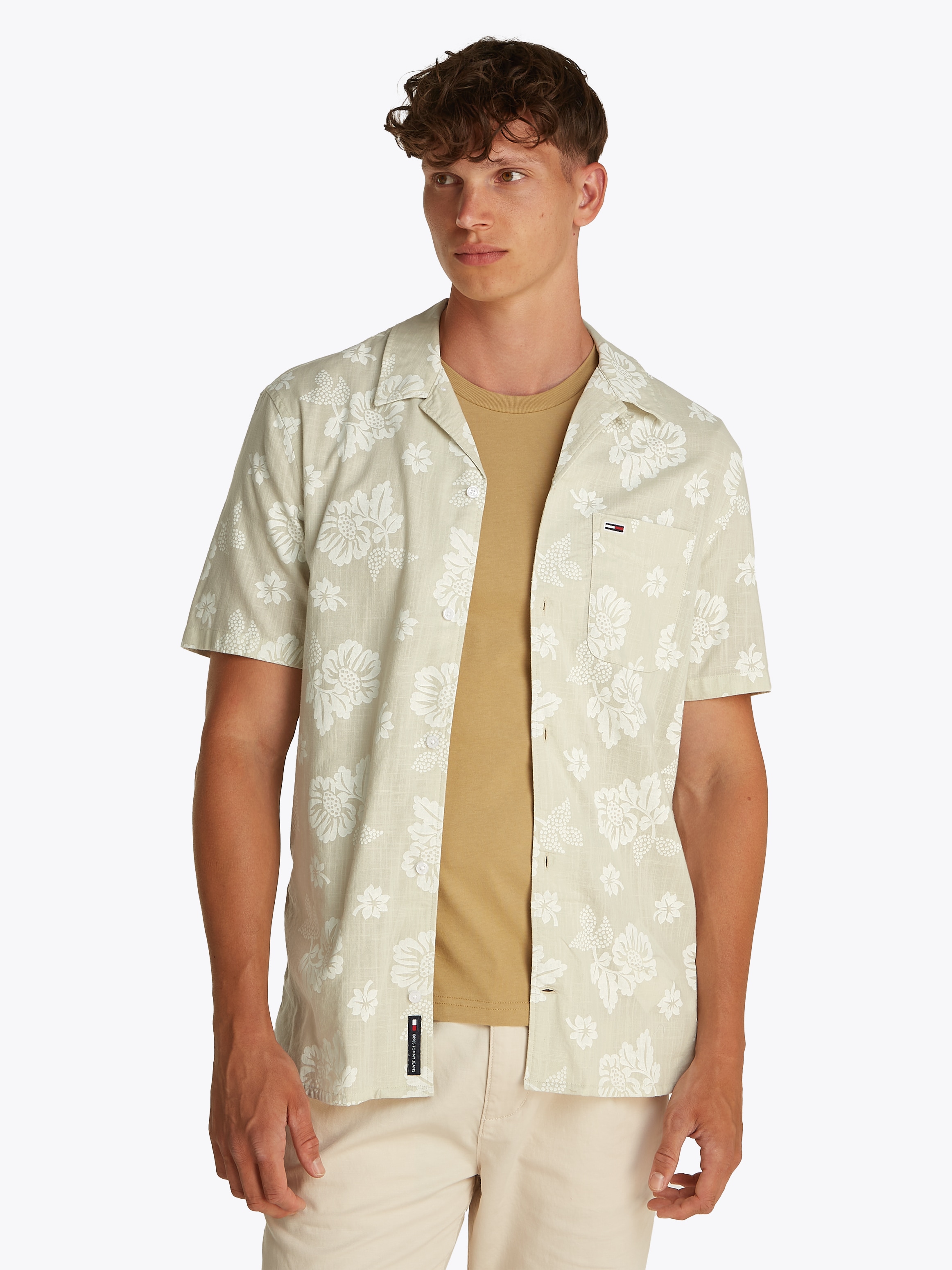 Tommy Jeans Kurzarmhemd »TJM REG SLUB AOP SS SHIRT EXT«