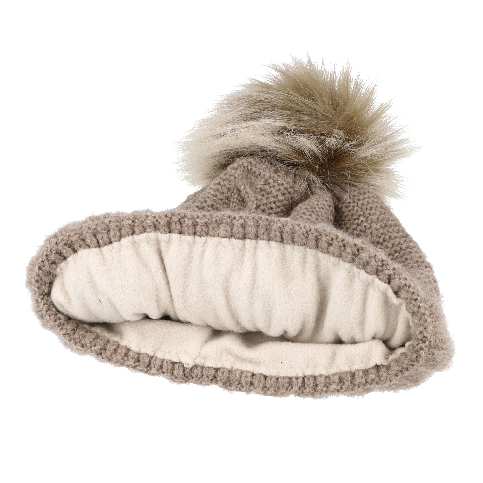 MAXIMO Strickmütze, angenehmer Materialmix, gefüttert, Bommel, breiter Umschlag
