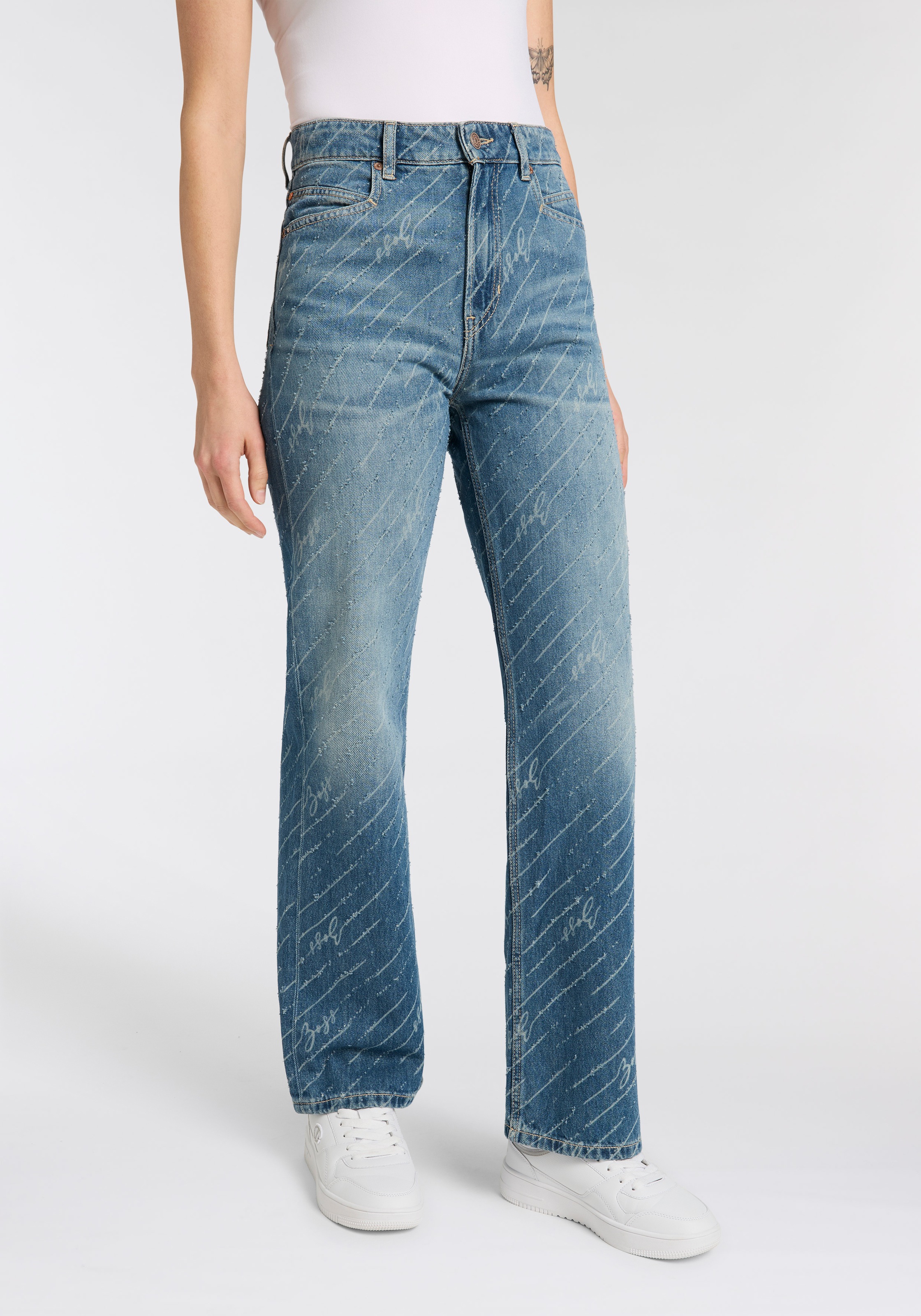 BOSS ORANGE Straight-Jeans »Ada High Rise Slim Premium Damenmode« mit All-Over Druck