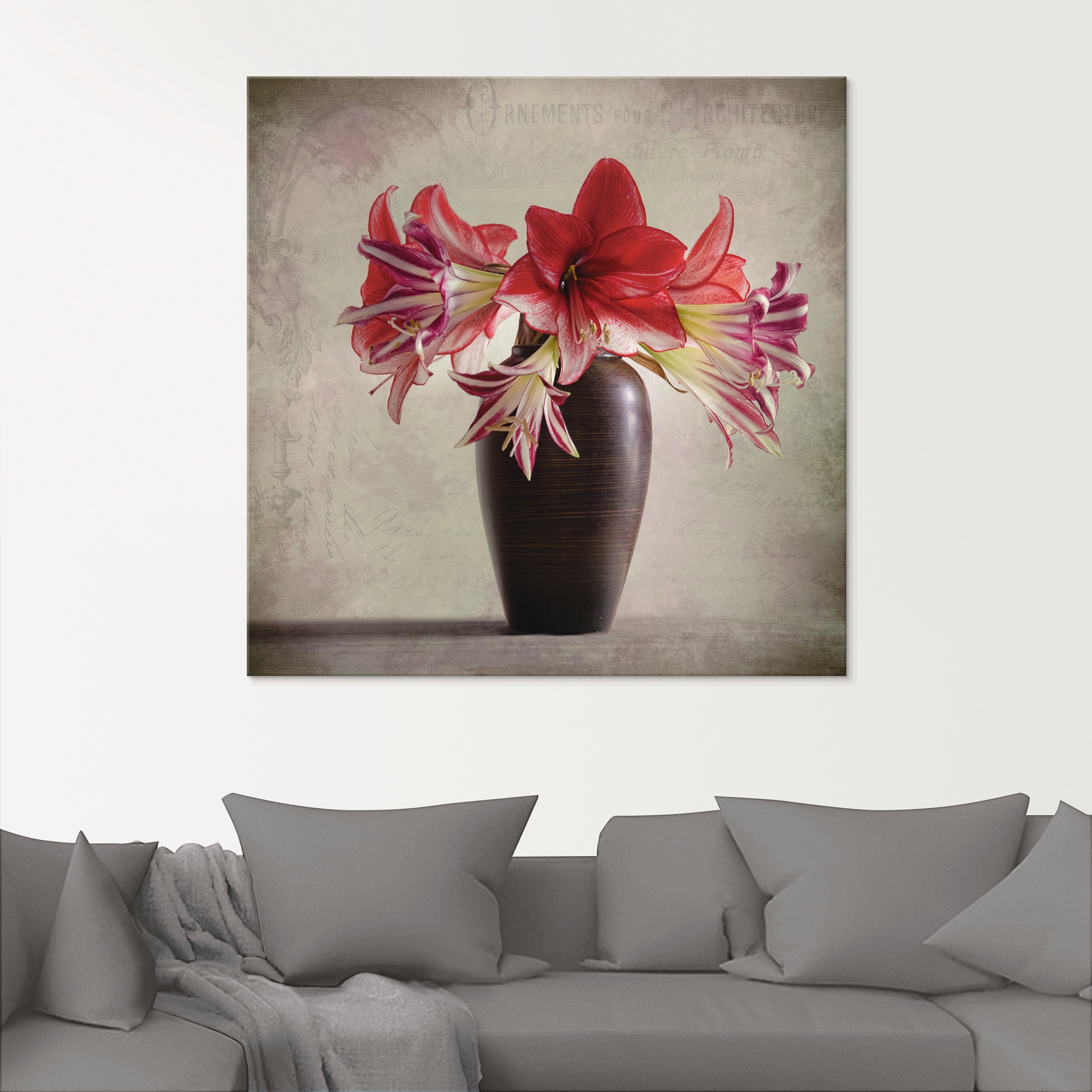 Artland Glasbild »Amaryllis Vintage II«, Blumen, (1 St.), in verschiedenen Grössen